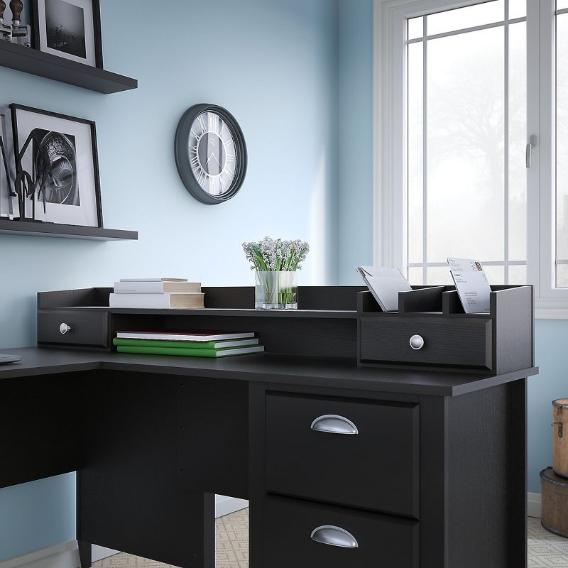 kathy ireland Home by Bush Furniture Connecticut 60W Organizer, Black Suede Oak KI40102-03