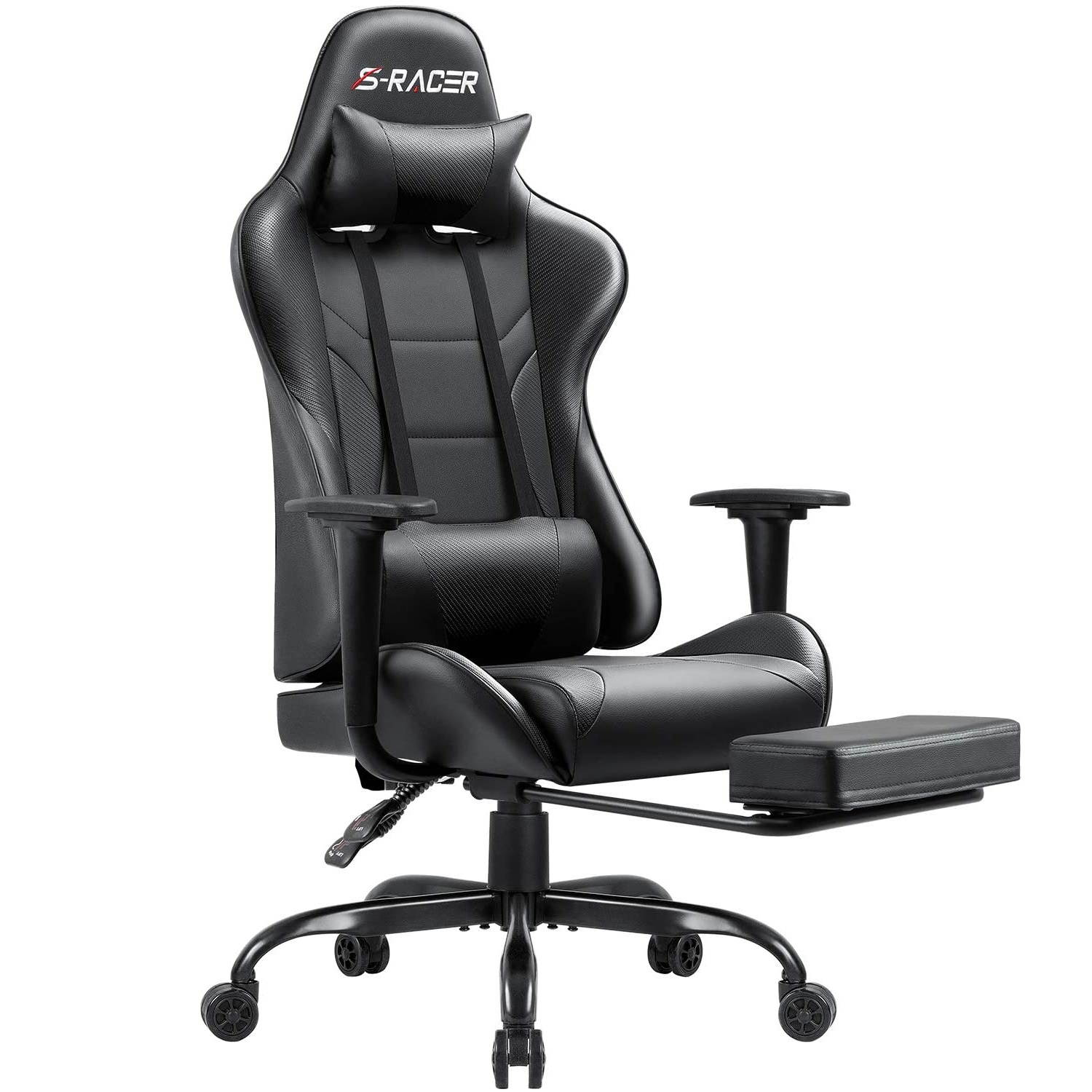 Homall Gaming Chair Computer Office Chair Ergonomic Desk Chair with Footrest Racing Executive Swivel Chair Adjustable Rolling Task Chair (Green)