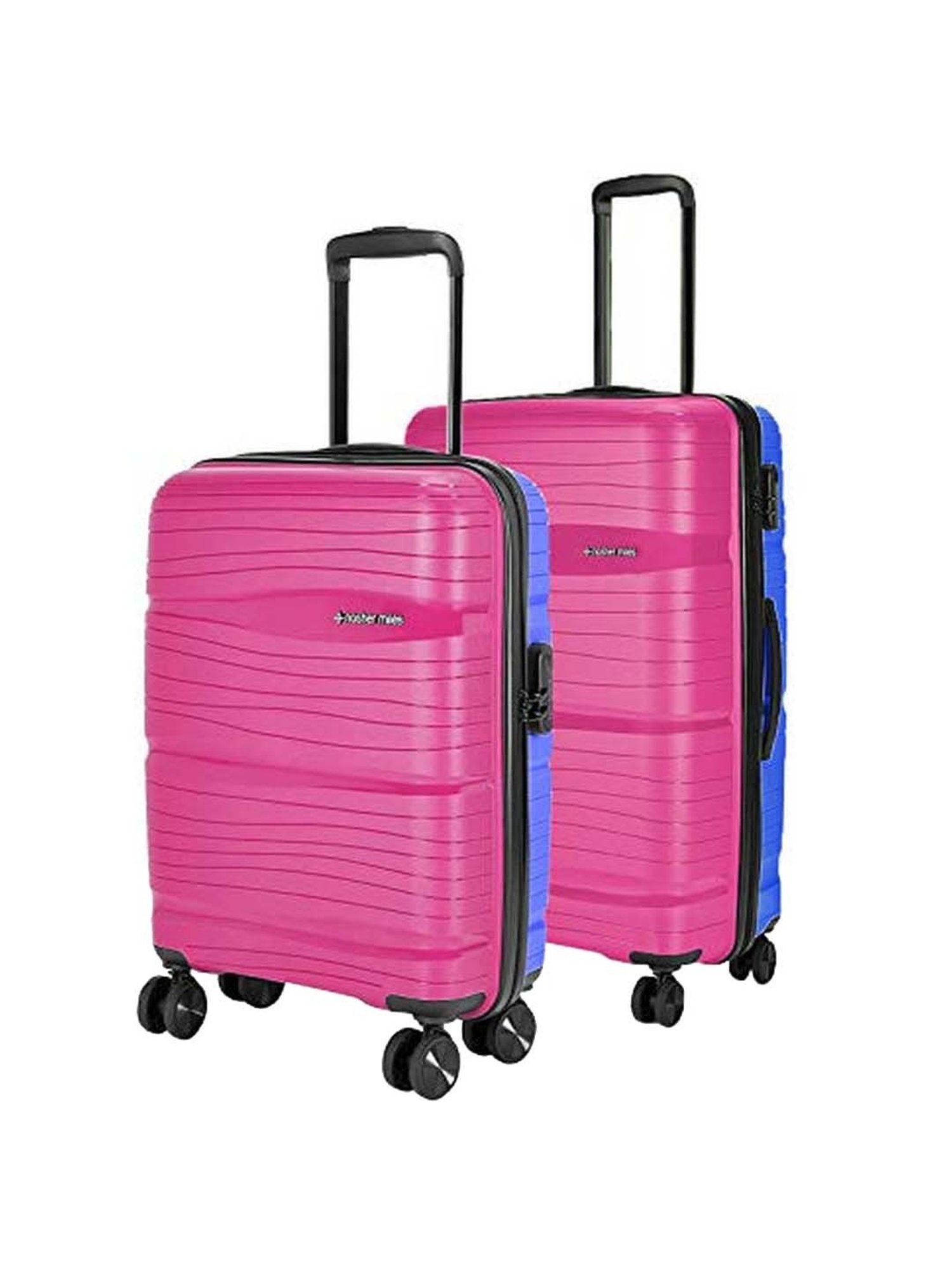 Nasher Miles Nicobar Hard-Sided Polypropylene Set of 2 Pink and Sky Blue Trolley Bags (55 & 65 cm)