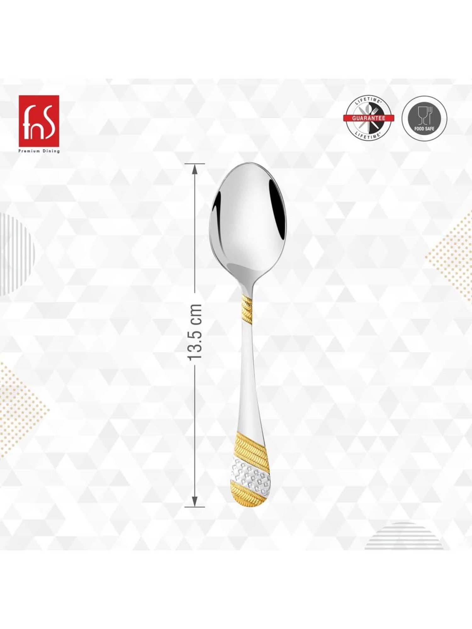FnS Imperio Silver & Gold Stainless Steel Tea Spoon - Set of 6