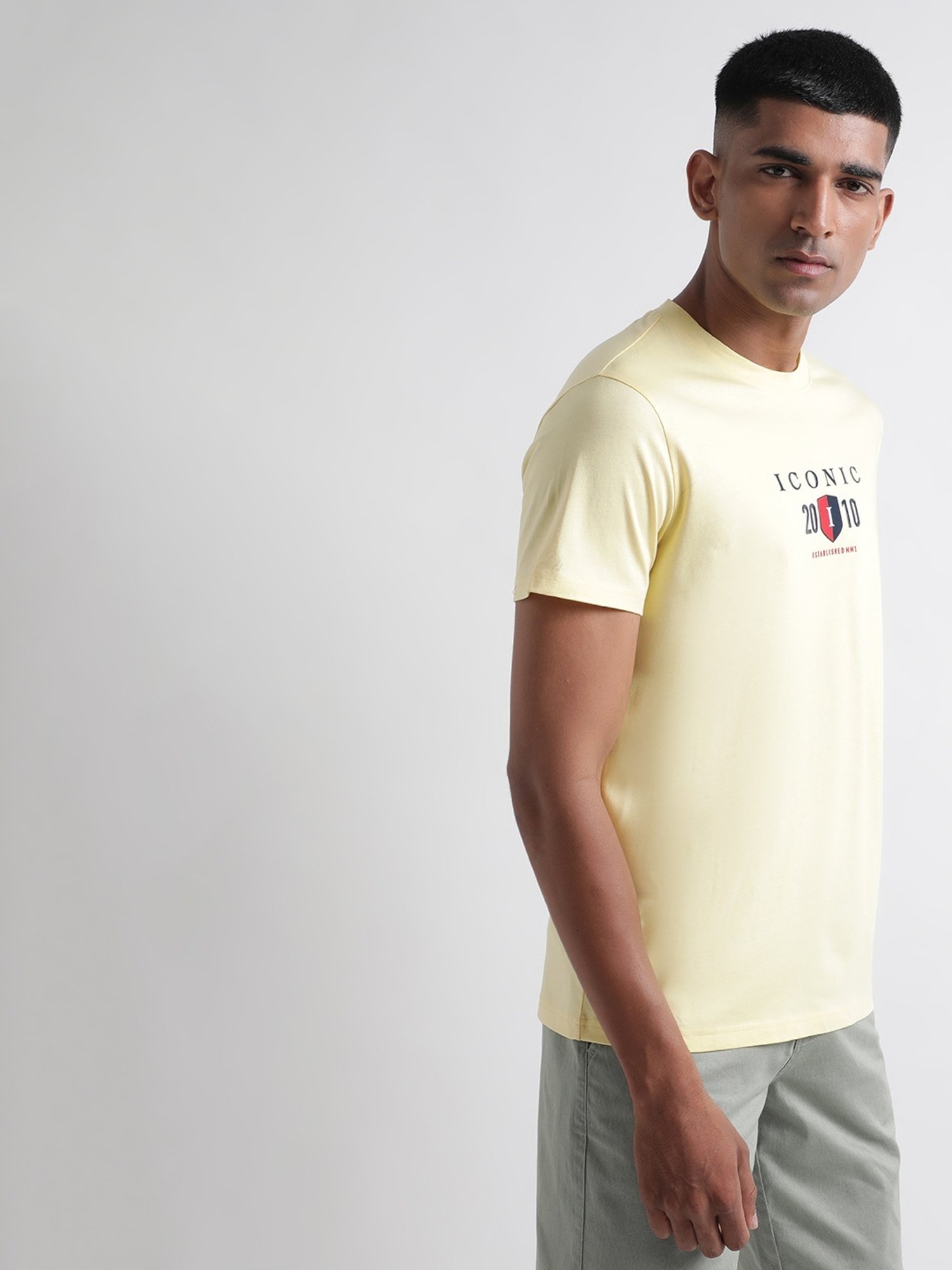 Iconic Men Typography Regular Fit Cotton T-shirt