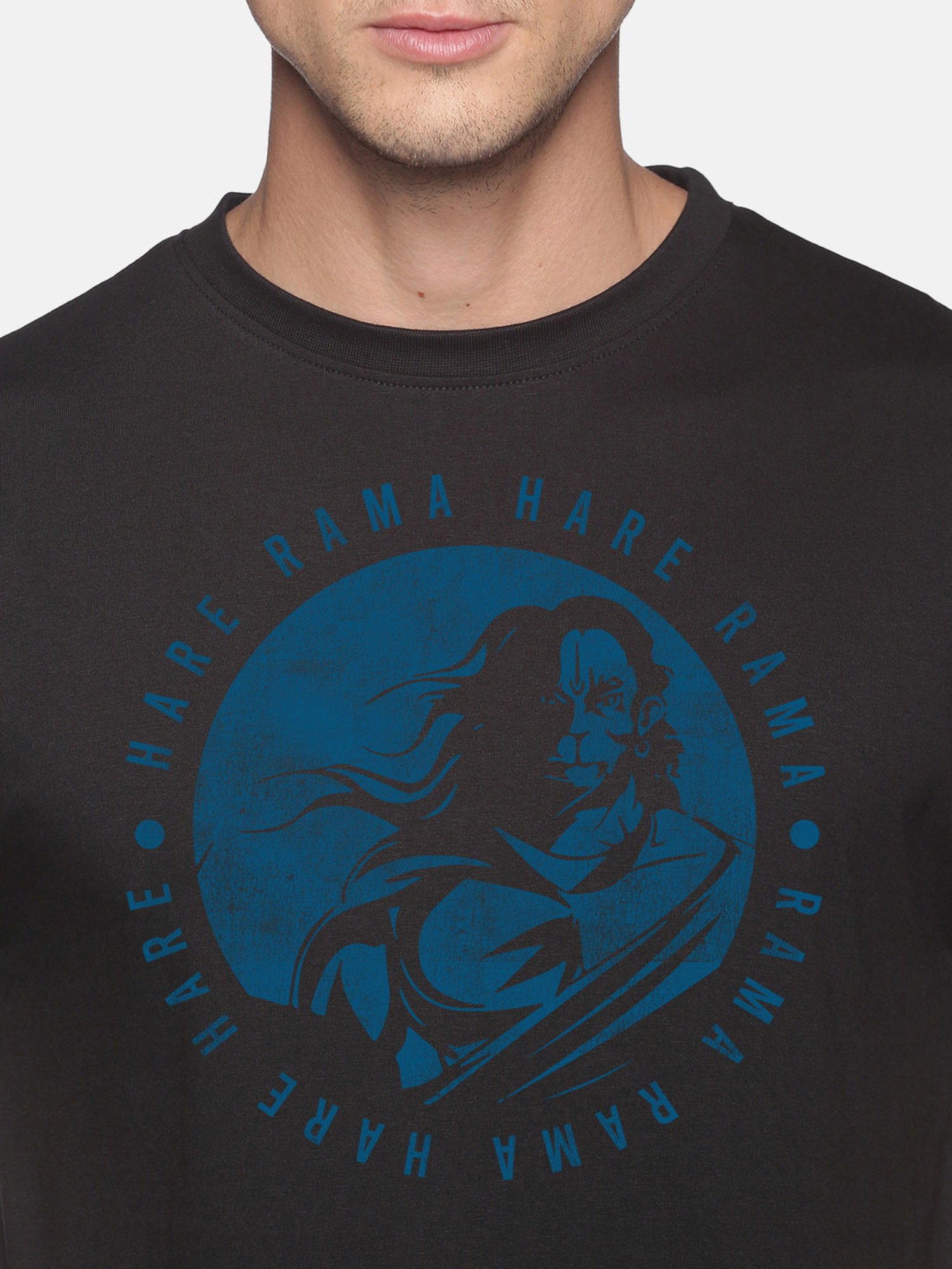 BLACK RADIO Black Slim Fit Printed Cotton Crew T-Shirt