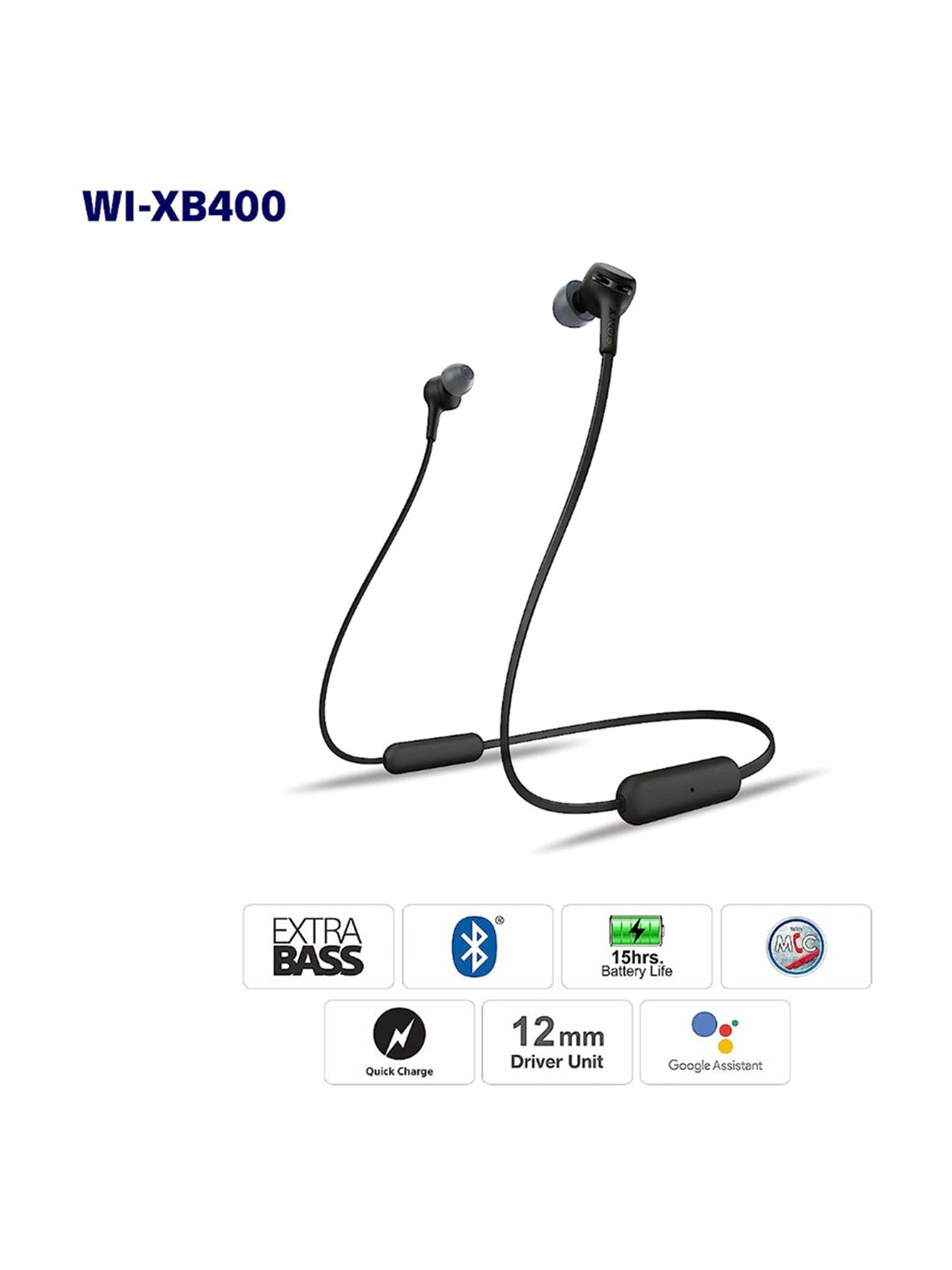 Sony Wi-Xb400 Bluetooth Earphone With Mic (Black)