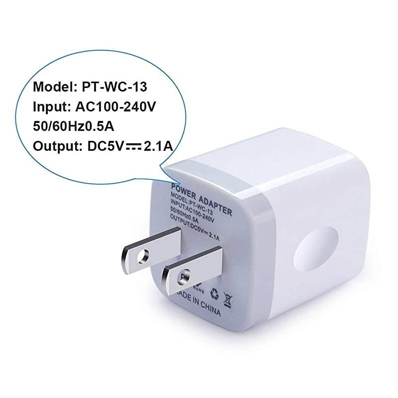 USB Wall Charger  2Pack Dual Port 21A Wall Charger Brick Base Adapter Charging Block Charger Cube Plug Charger Box for iPhone X66S78 Plus iPad Samsung Android LG HTC Nokia Phone