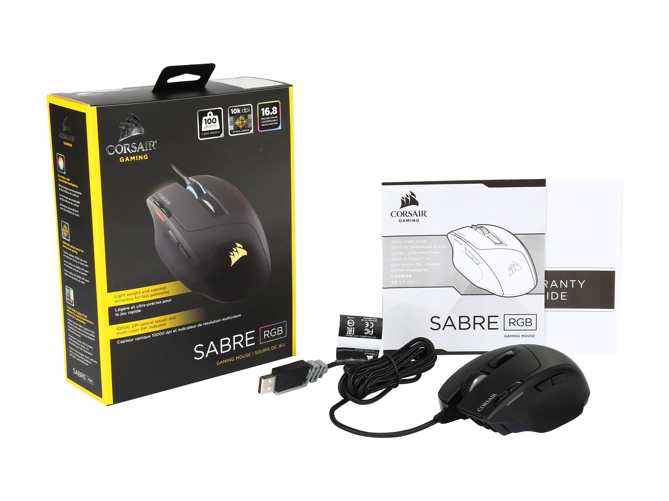 Corsair Gaming Sabre RGB Gaming Mouse, Light Weight, 10000 DPI, Optical, Multi color