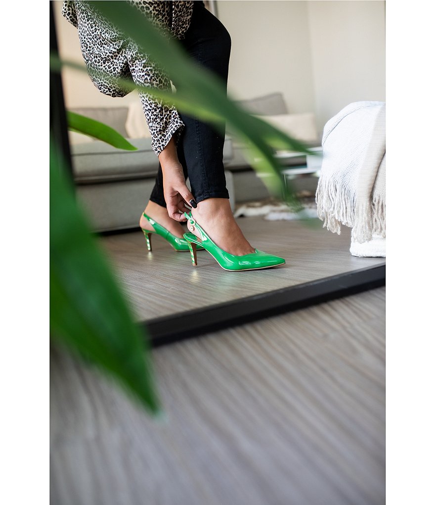 J. Renee Belamie Patent Slingback Pointed Toe Pumps