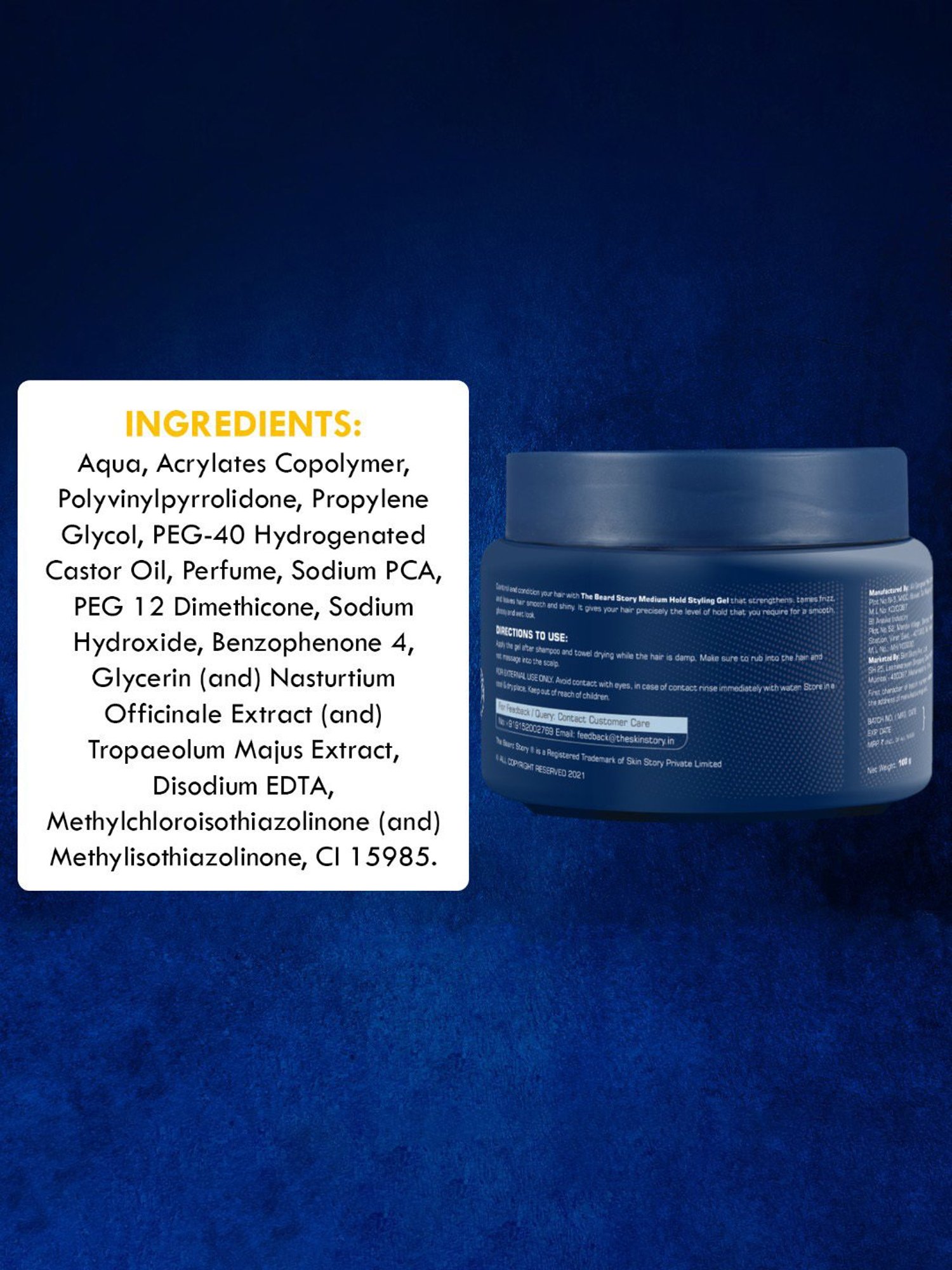 The Beard Story Hair Styling Gel For Medium Hold - 100 gm