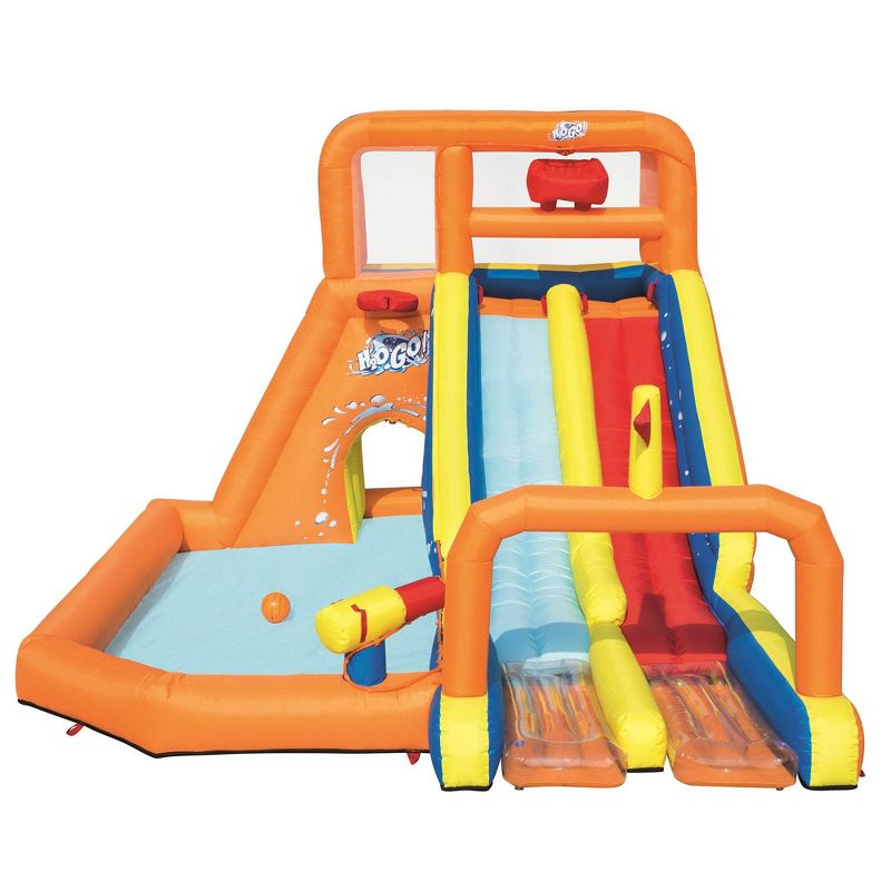 H2OGO! Tsunami Waves Summit Mega Inflatable Kids Backyard Outdoor Play Water Park with Water Slides and Heavy Duty Air Blower