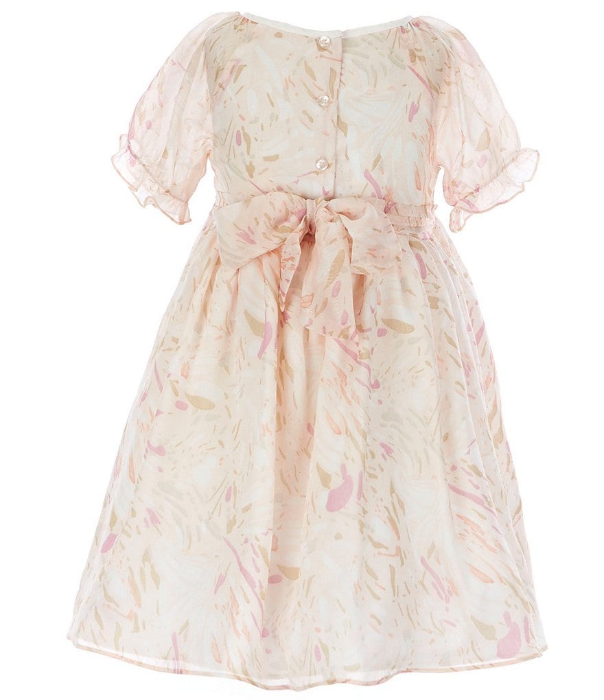 Laura Ashley Little Girls 2T-6X Puff-Sleeve Printed Chiffon Fit-And-Flare Dress