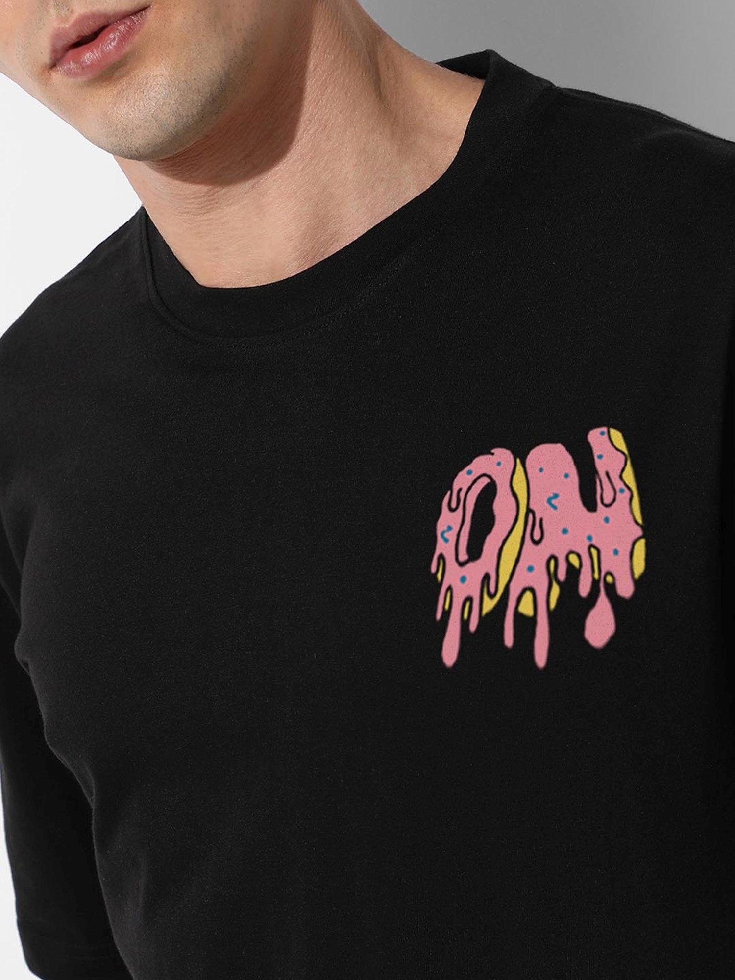 Campus Sutra Black Regular Fit Oversized On-Off Printed Co-Ord Set