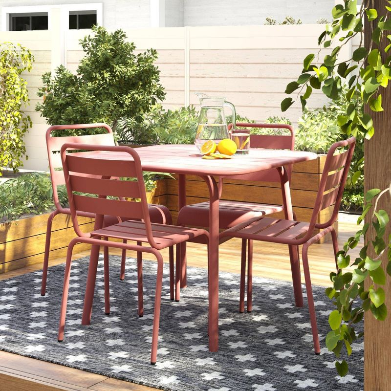 June Square Patio Dining Table - Persimmon - Novogratz