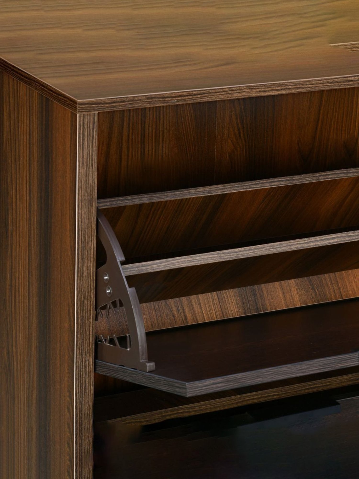 @home Florine Walnut Brown & Wenge Brown Engineered Wood 2 Tier Shoe Cabinet