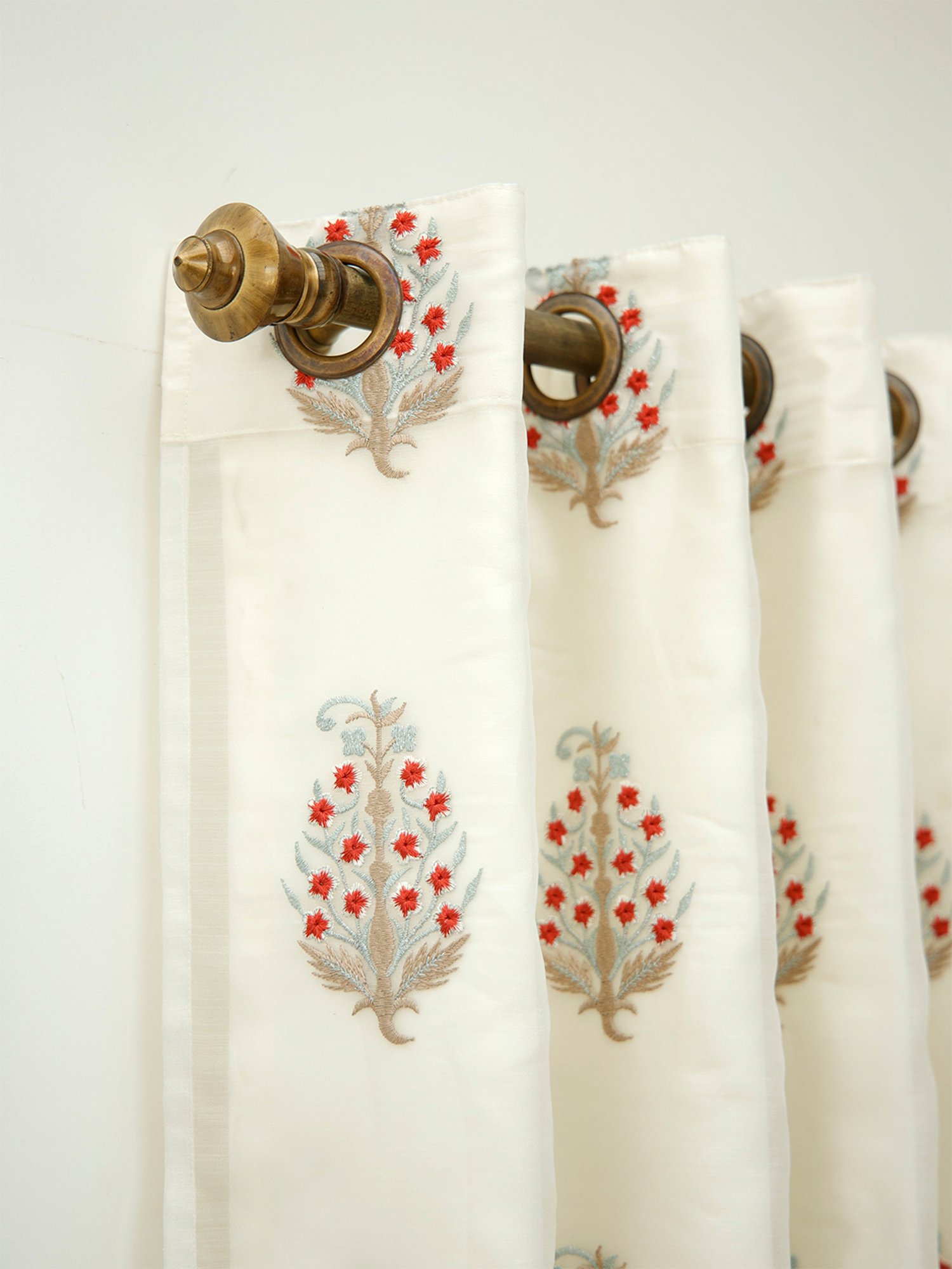 Ariana Paisley Red Polyester 5 ft Window Curtain