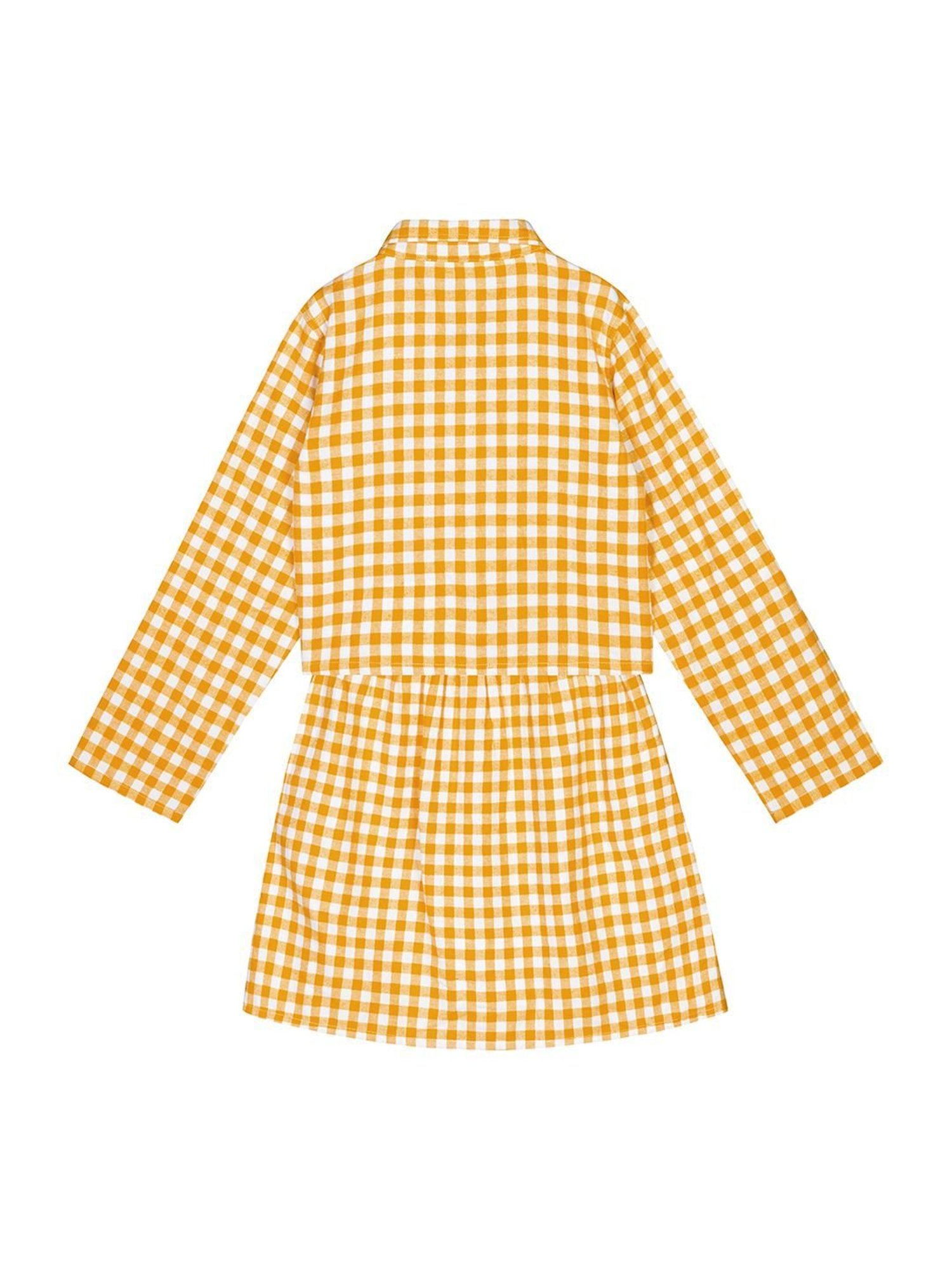 Budding Bees Kids Mustard Yellow Cotton Check Full Sleeves Shirt set