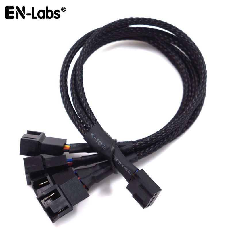 PWM Fan Splitter Cable Hub 1 to 4 Power Adpater,Motherboard PMW 4-pin Fan Sleeved Braided Y Splitter Internal Power Extension Cable for Computer CPU/Case Fan 1x4 Converter - 10 inches