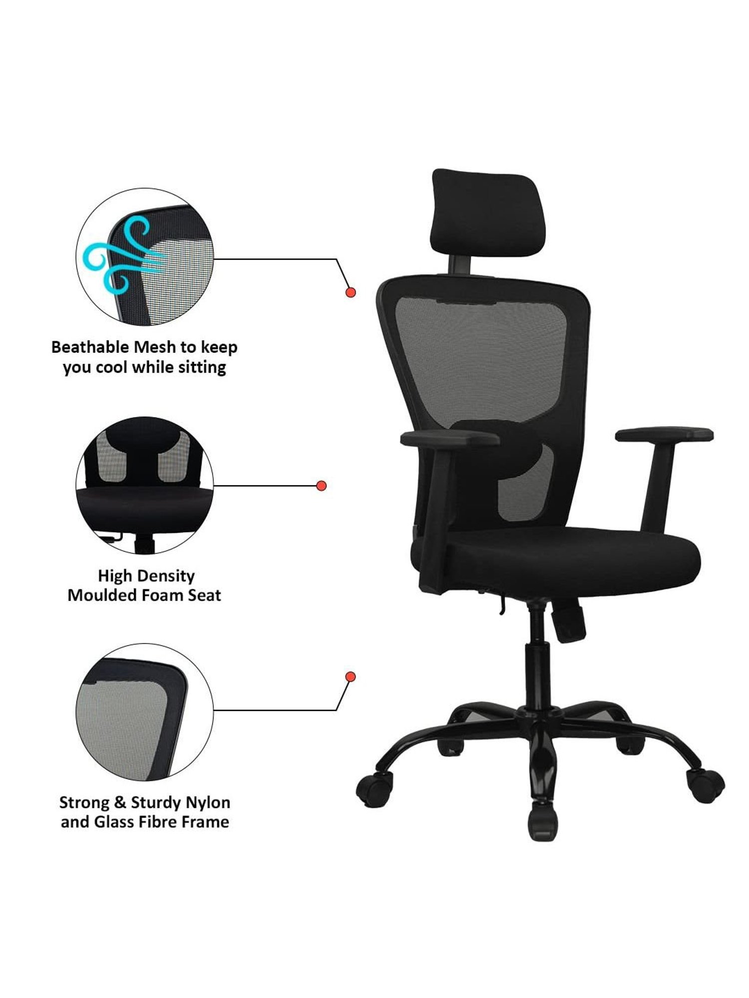 Green Soul  Jupiter Echo Black Foam Ergonomic Office Chair