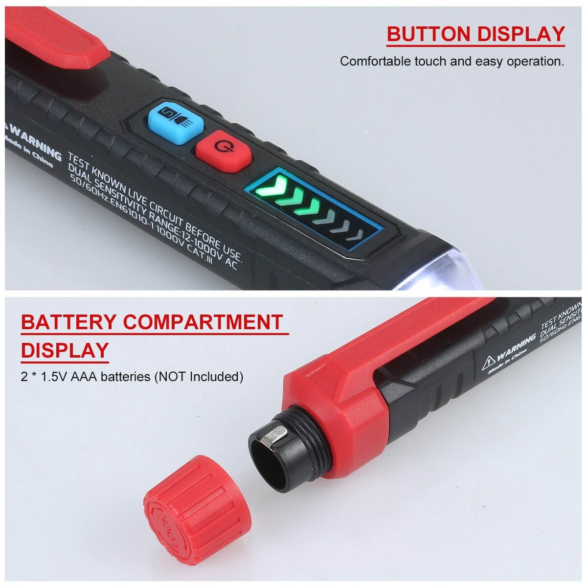 TASI Electric Testing Pen Non-contact AC Voltage Tester Pen with Sound and Alarm Digital Voltage Detector Pen with Flashlight