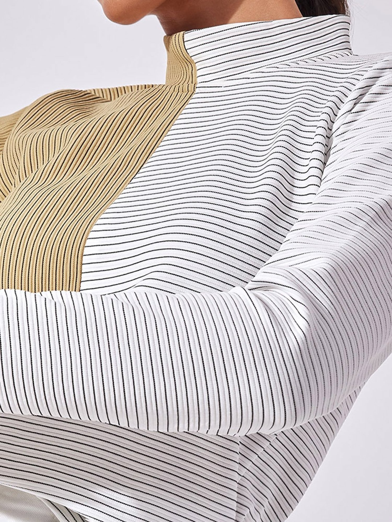 The Label Life White & Beige Striped Top