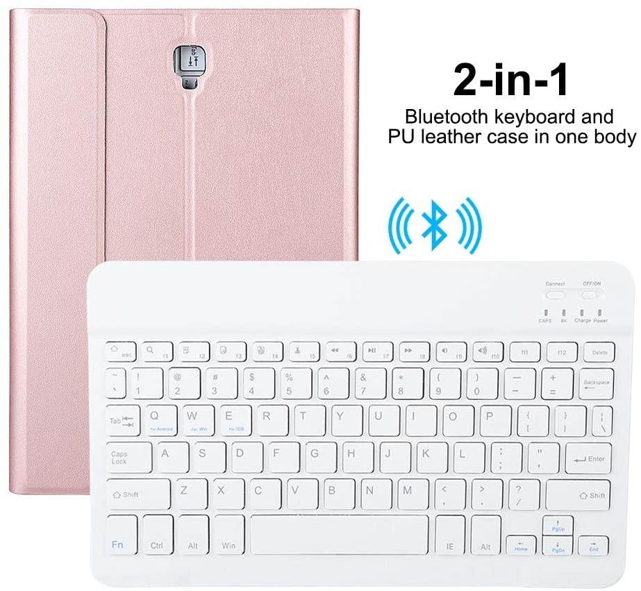 Zerone Wireless Keyboard Case for 10.1'' Samsung Tablet S4, Tab A,10.5 T830/T835 Bluetooth Detachable Keyboard Magnetic Folio with Screen Protector & Stylus Holder(Rose Gold)