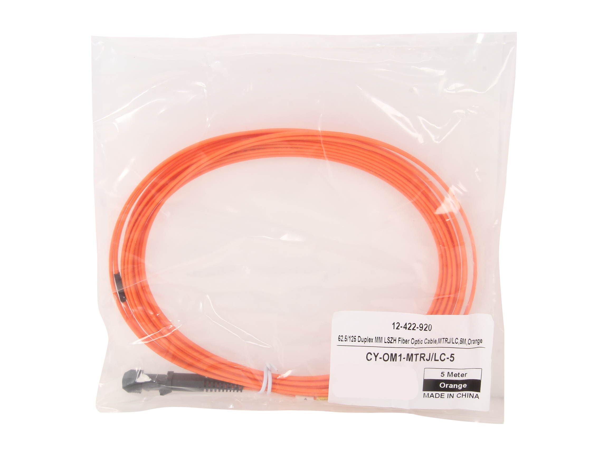 Coboc CY-OM1-MTRJ/LC-5 16.4 ft. Fiber Optic Cable, MTRJ (Male)/LC, Multi Mode, Duplex (62.5/125 Type)  - Orange