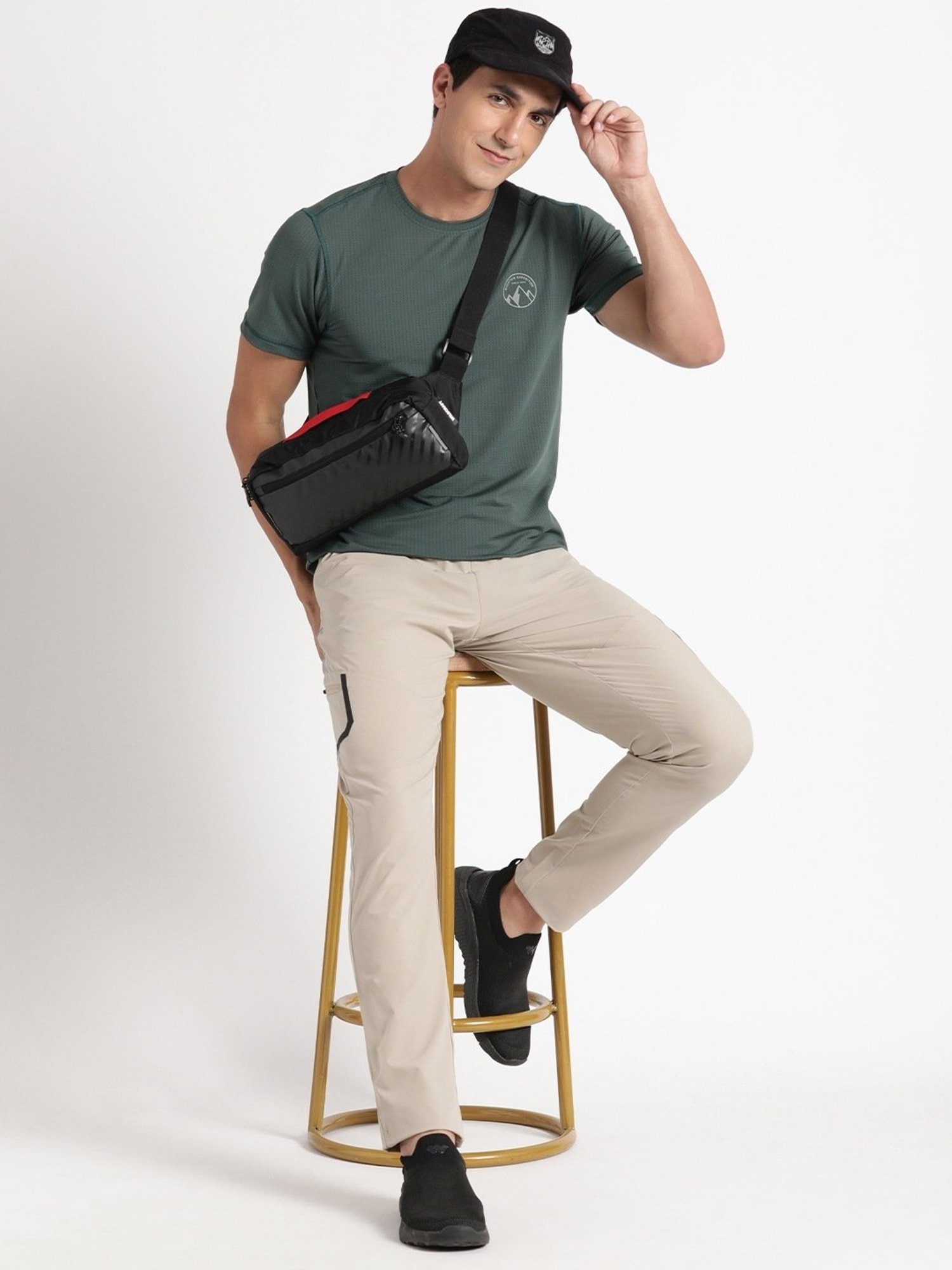 Wildcraft Khaki Regular Fit Printed Trackpants