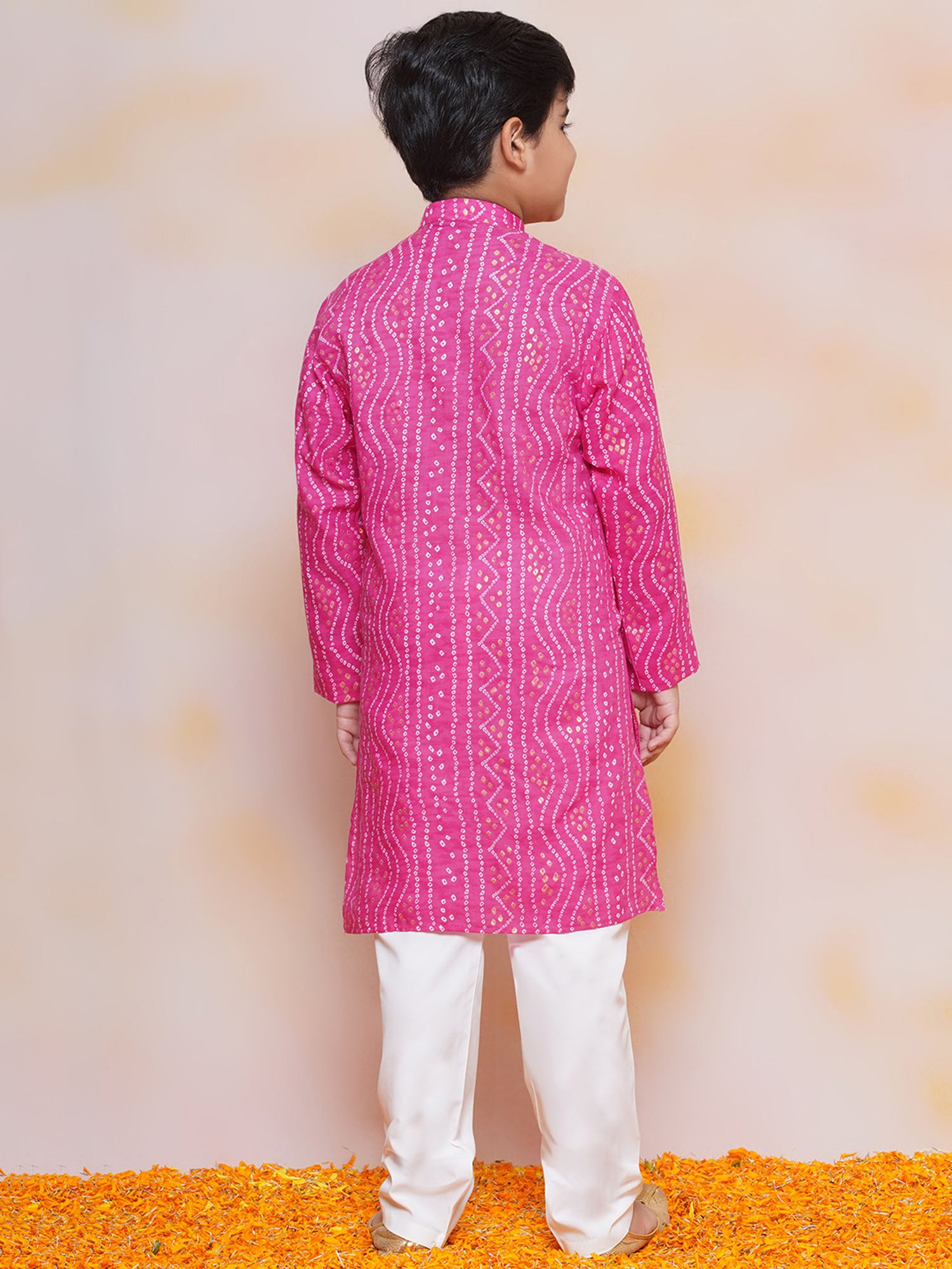 AJ Dezines Kids Pink & White Printed Full Sleeves Kurta with Pyjamas