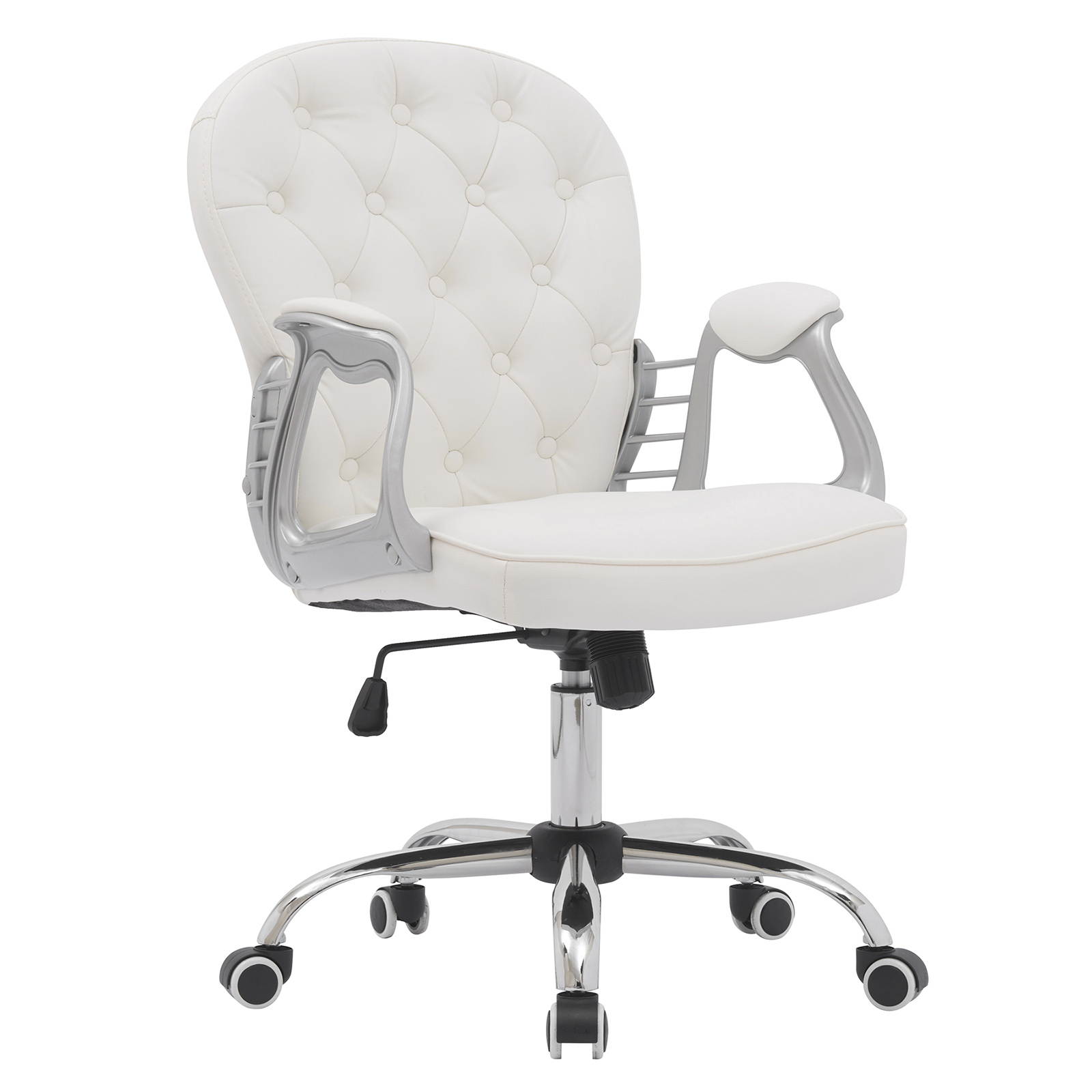 YOUTHUP Office Chair Computer High Back Adjustable Ergonomic Desk Chair Executive PU Leather Swivel Task Chair with Armrests Lumbar Support,White