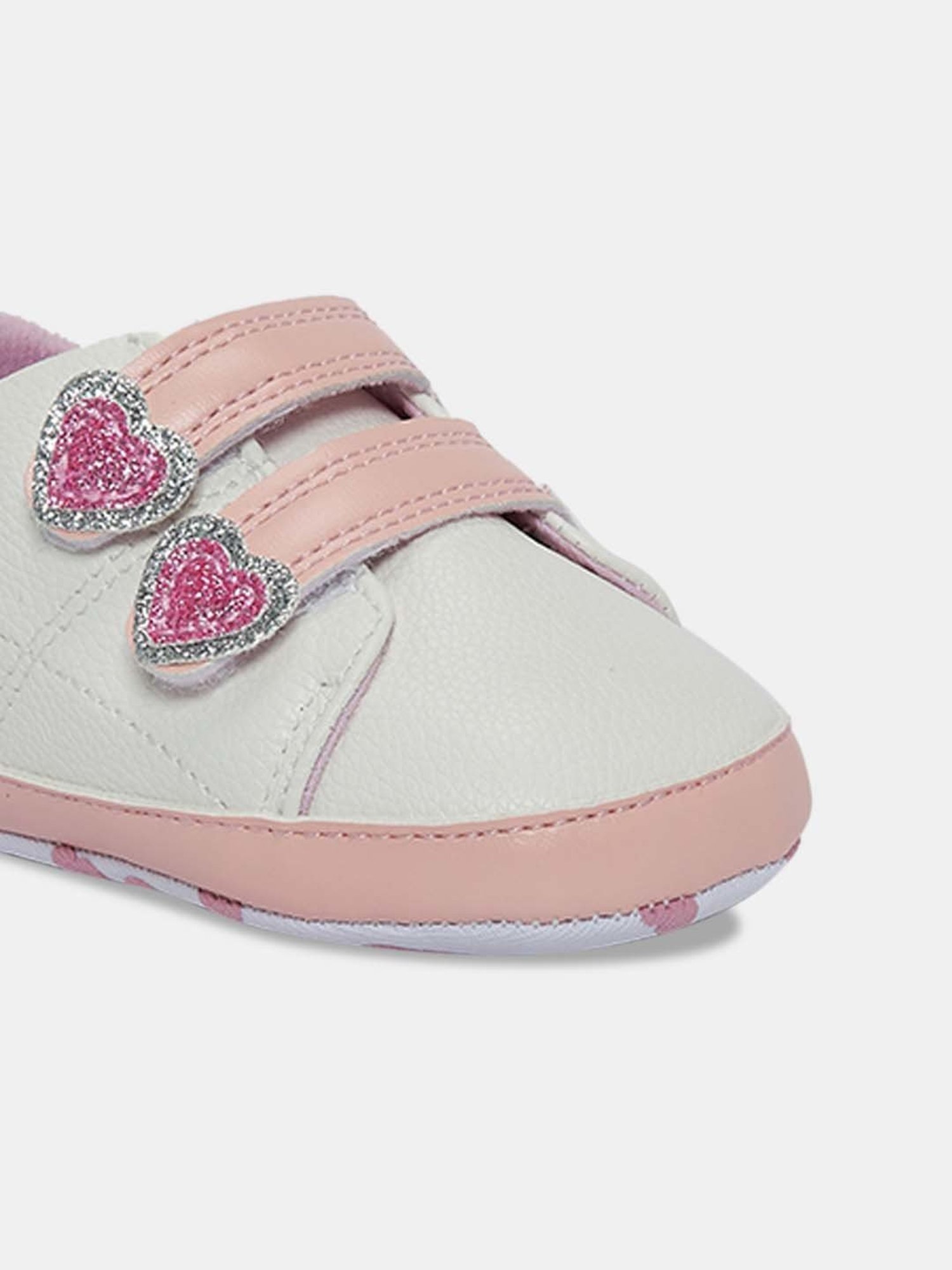 Pantaloons Baby White & Pink Velcro Shoes
