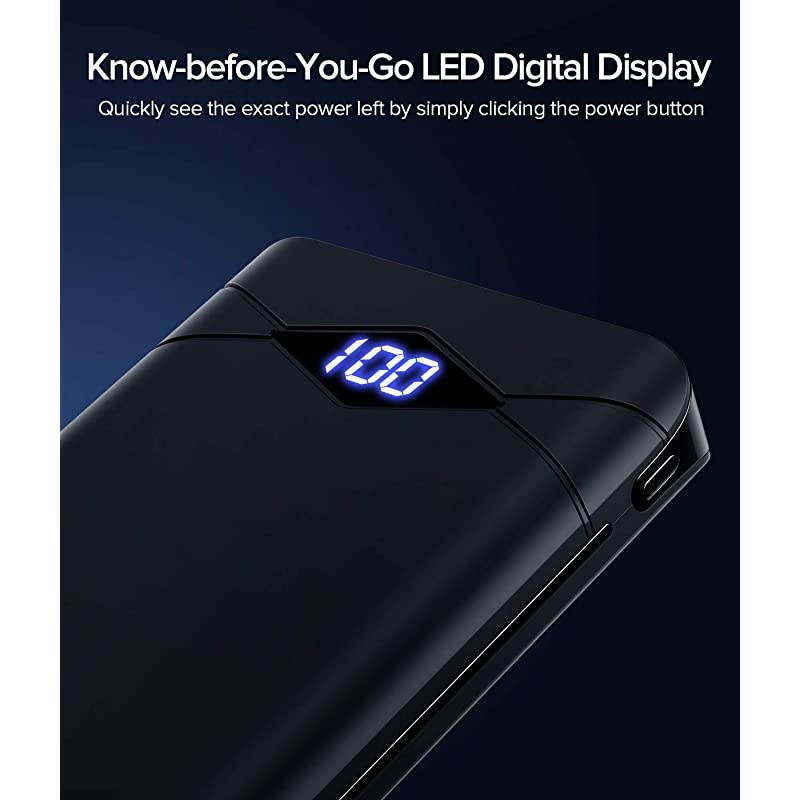 Power Bank LED Display 10000mAh Portable Charger Dual 3A HighSpeed 2 USB Ports with Flashlight Battery Pack Compatible with iPhone XS X 8 Samsung Galaxy S10 S9 Note 10 Google Oneplus iPad etc