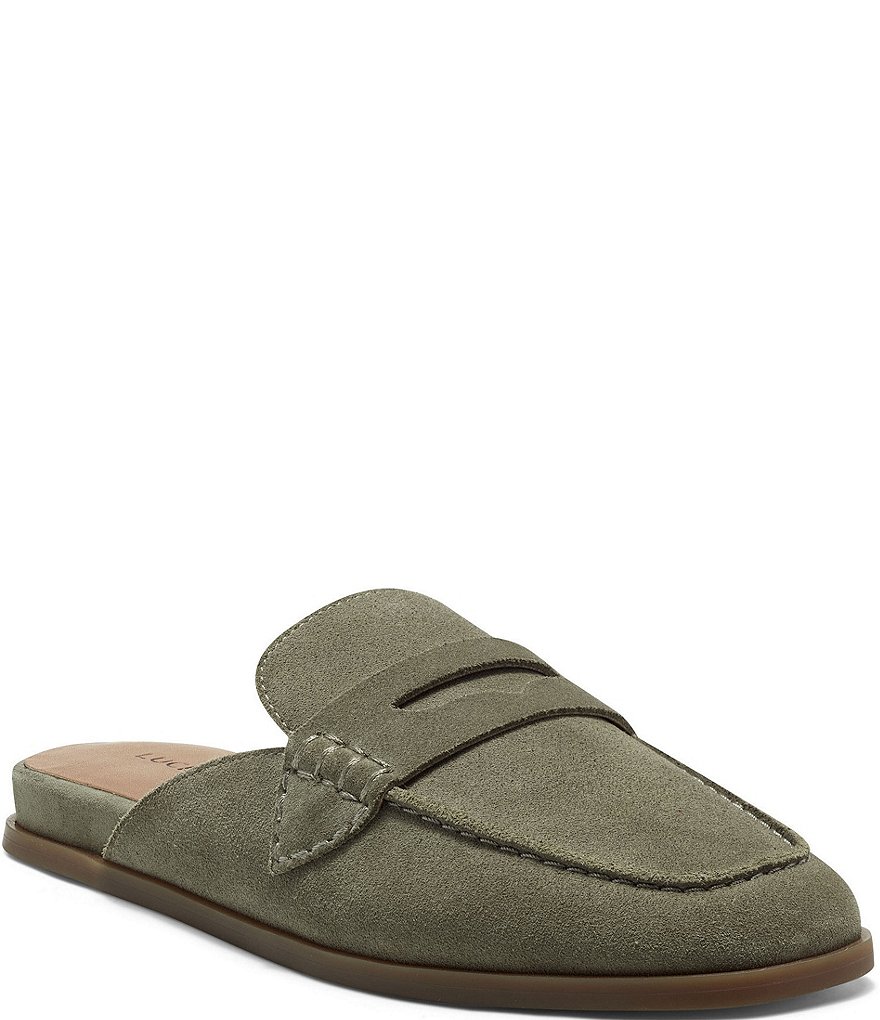 Lucky Brand Patsie Suede Penny Wedge Mules