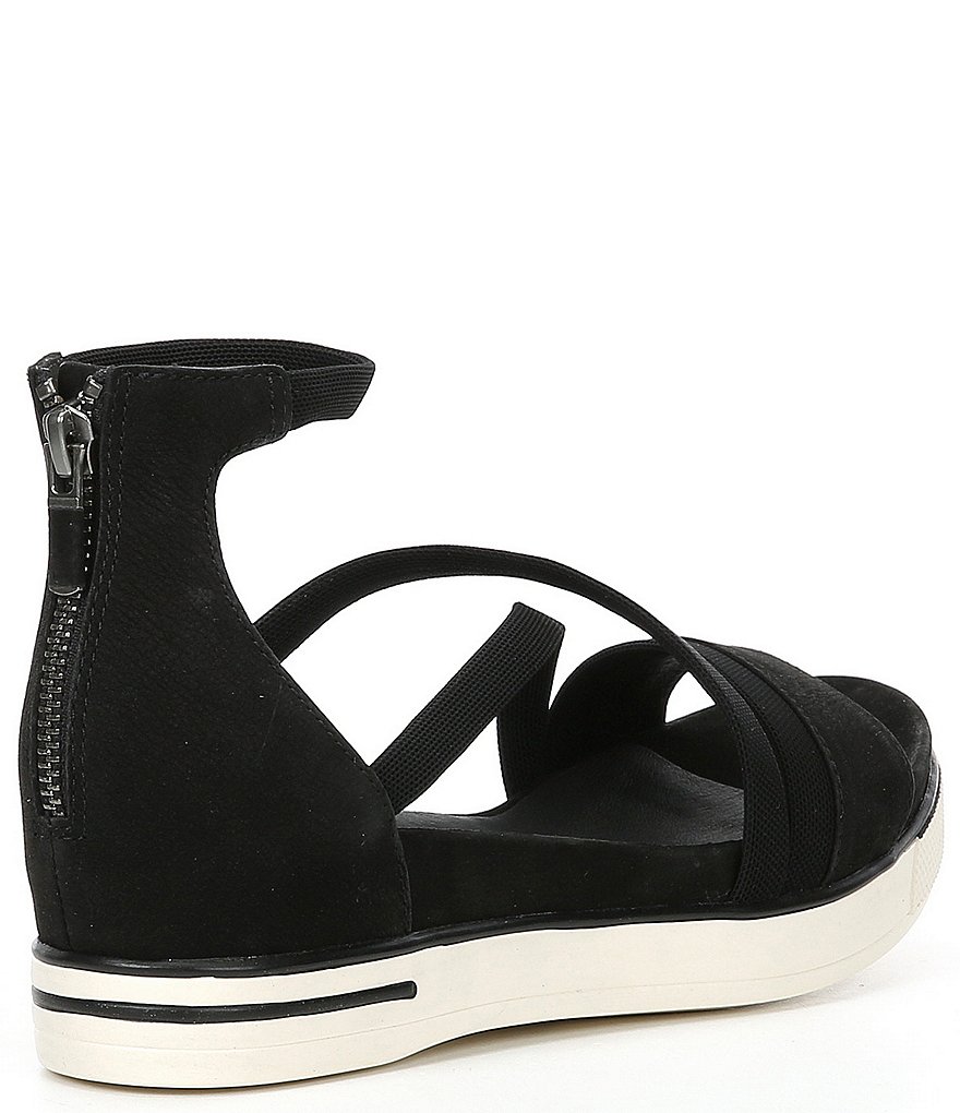 Eileen Fisher Sway Leather Ankle Strap Platform Wedge Sandals