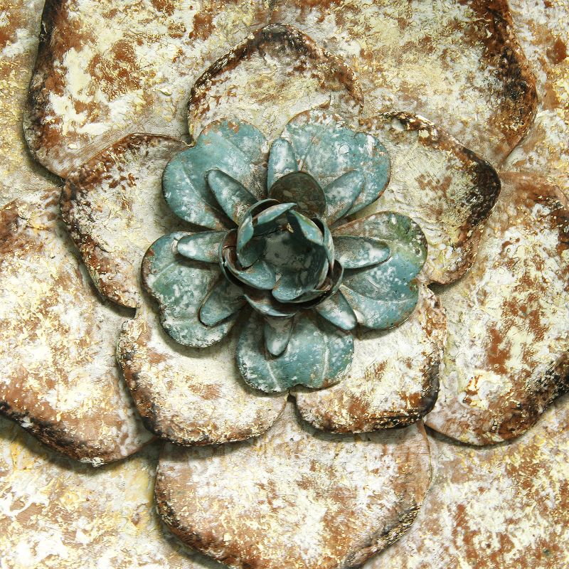 Stratton Home Decor S09593 Set of 3 Metal Rustic Flower Wall Decor, Multicolor