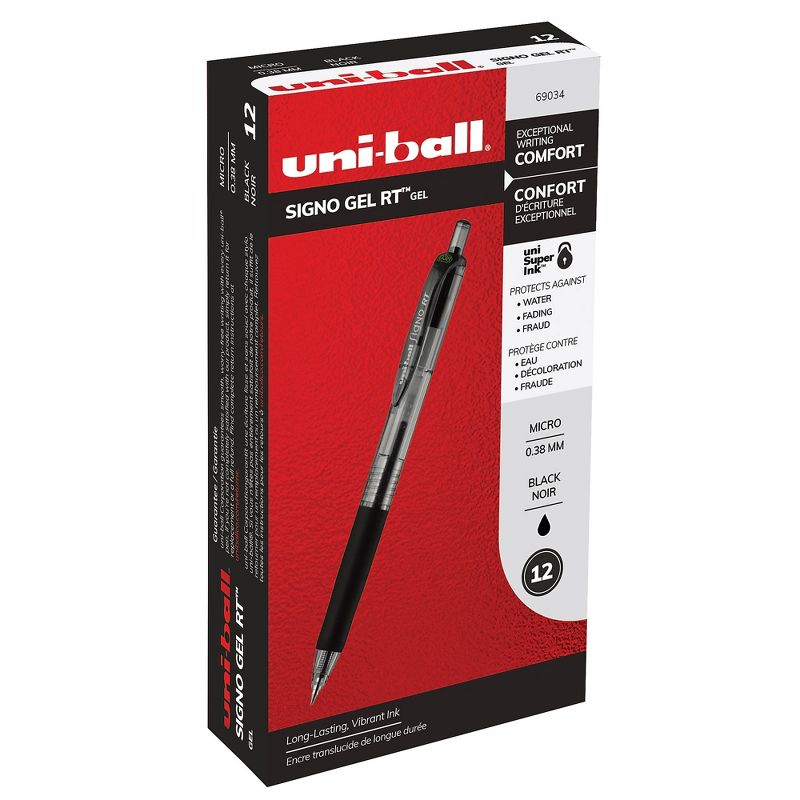 uni-ball GEL RT Retractable Gel Pens Micro Point Black Ink 479585