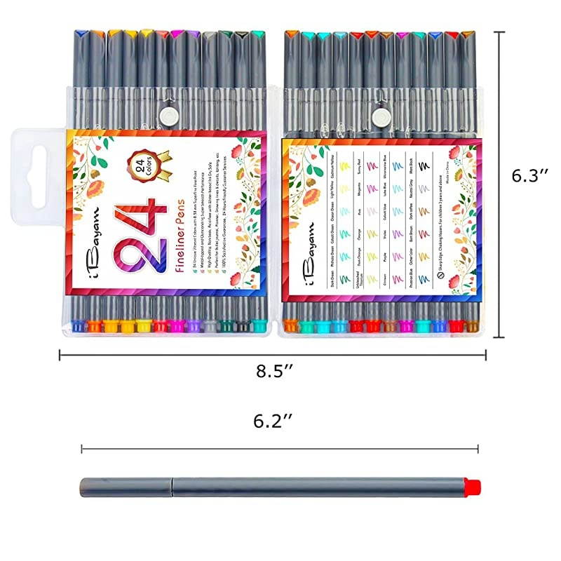 Fineliner Pens 24 Bright Colors Fine Point Pens Colored Pens for Journaling Note Taking Writing Drawing Coloring Planner Calendar Office School Teacher Classroom Fine Tip Marker Pens Supplies