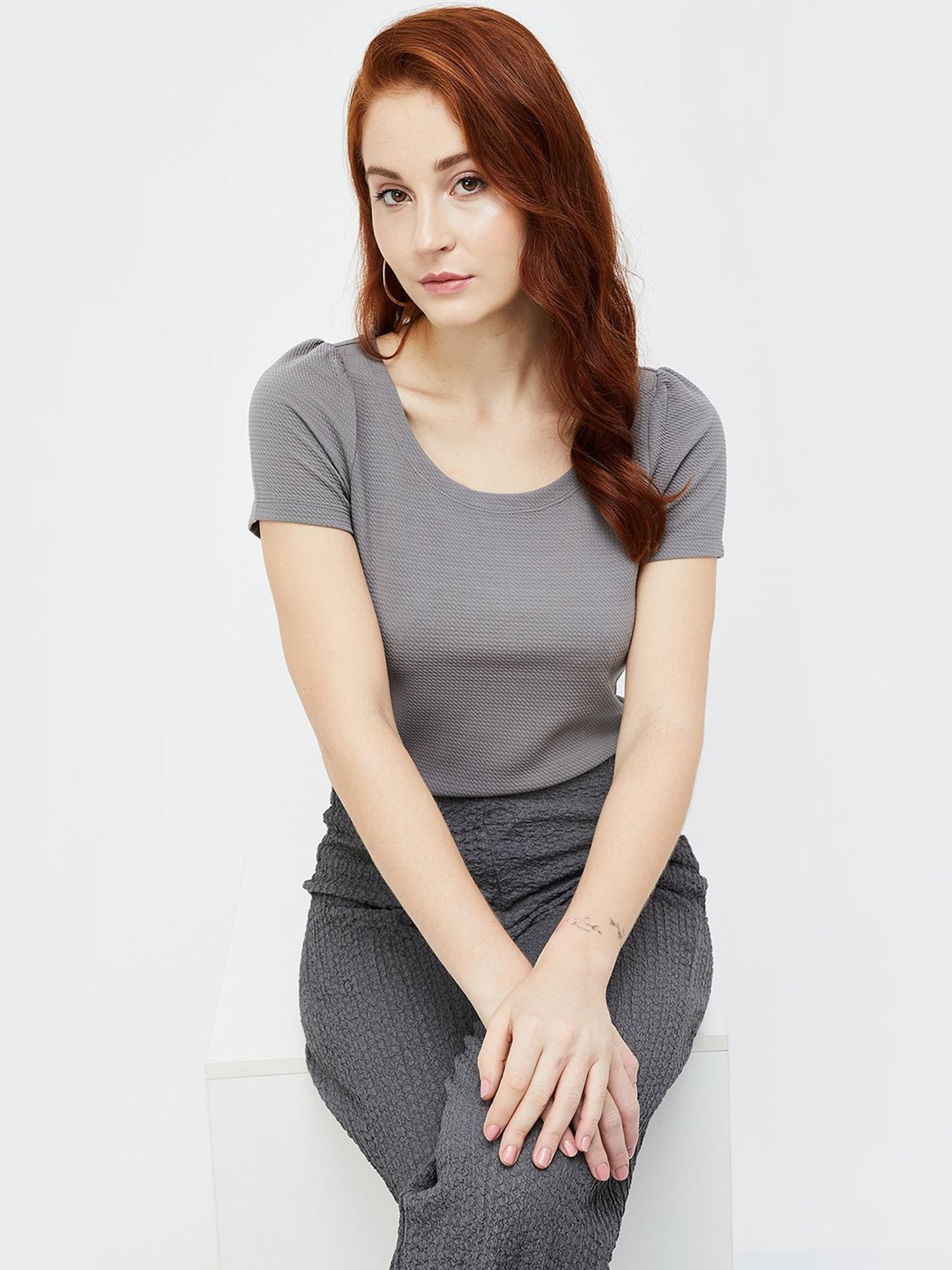 Code by Lifestyle Grey Regular Fit Top