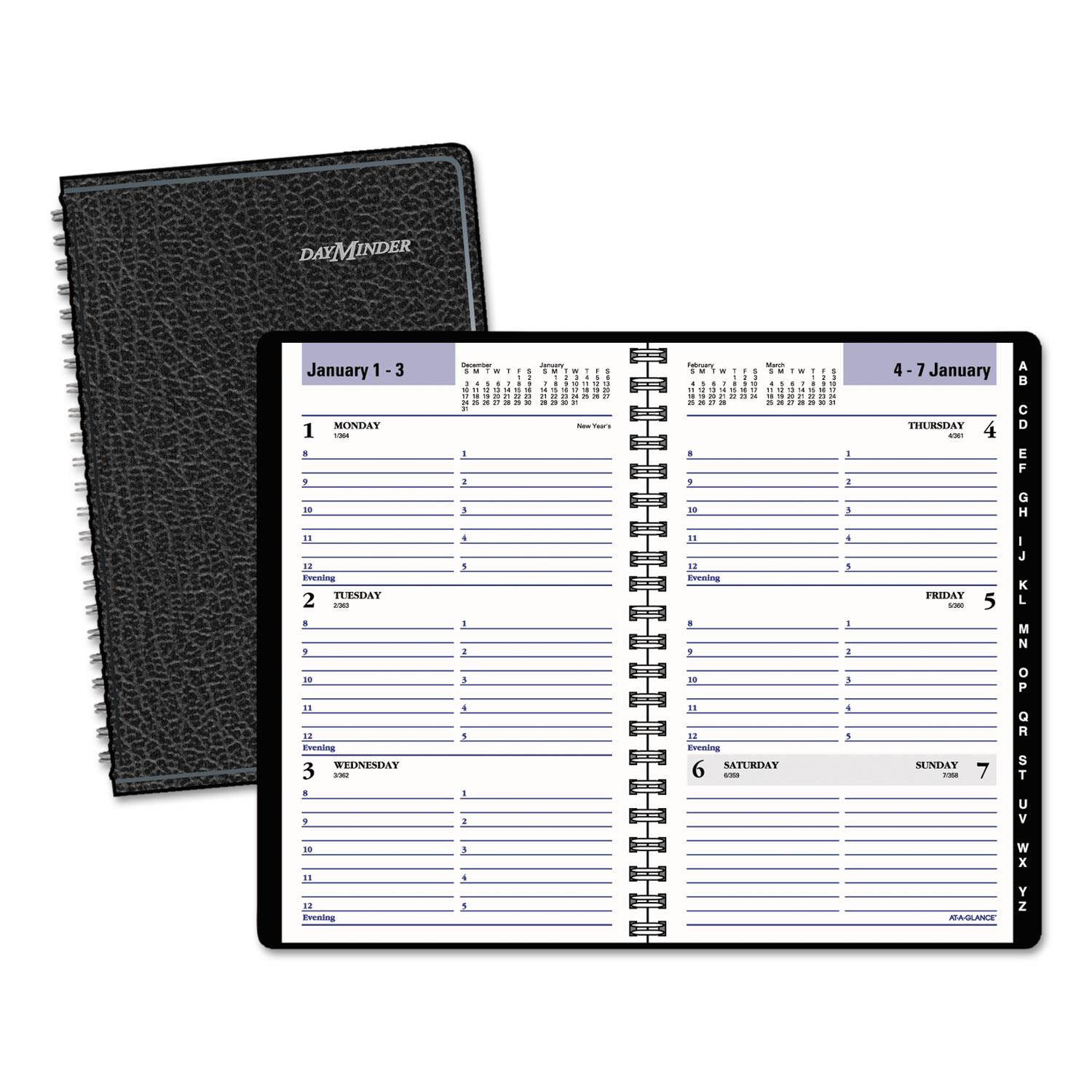 AT-A-GLANCE G210-00 Block Format Weekly Appointment Book W/Contacts Section, 4 7/8 X 8, Black, 2017