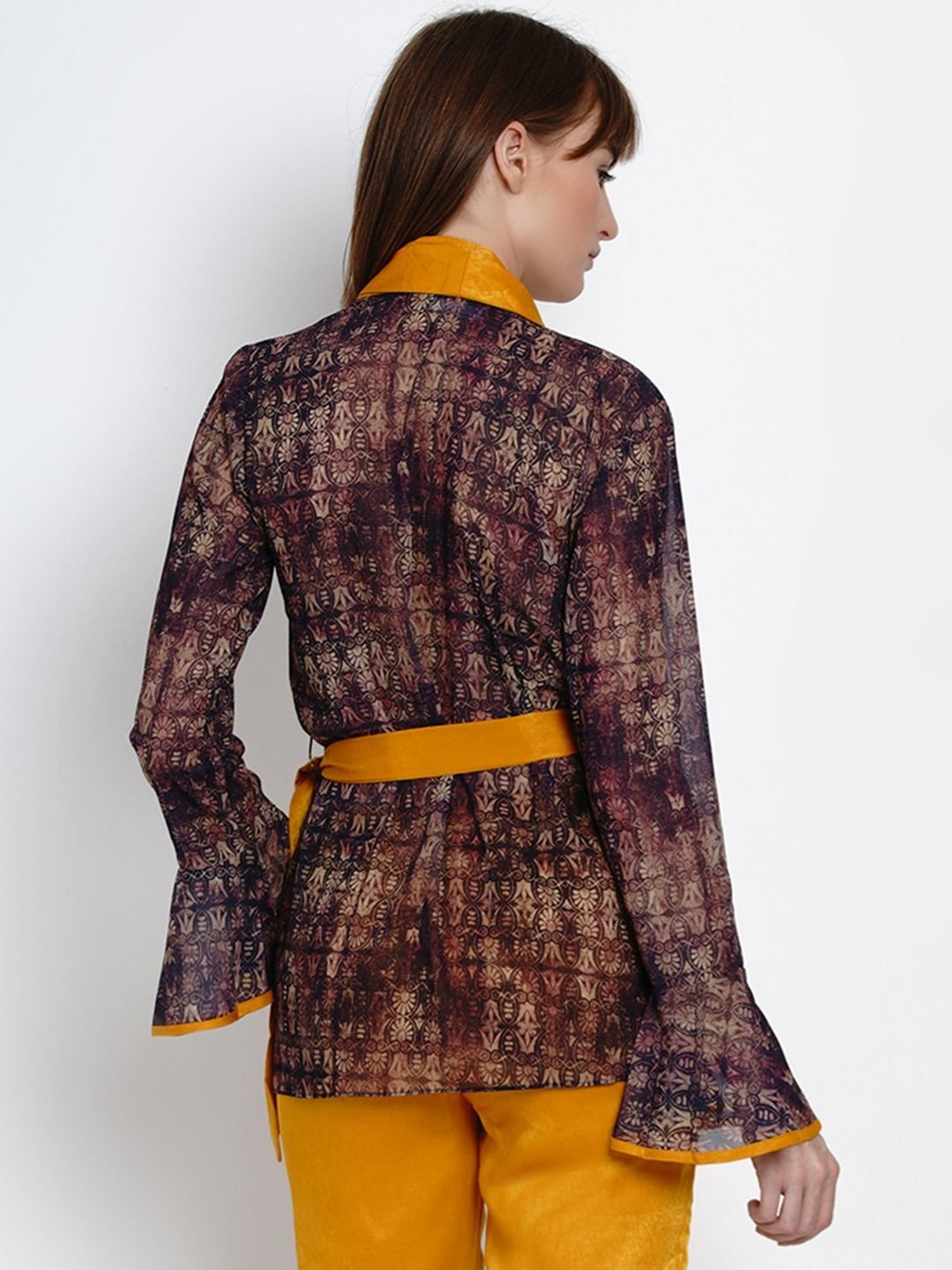 Erotissch Brown Printed Robe