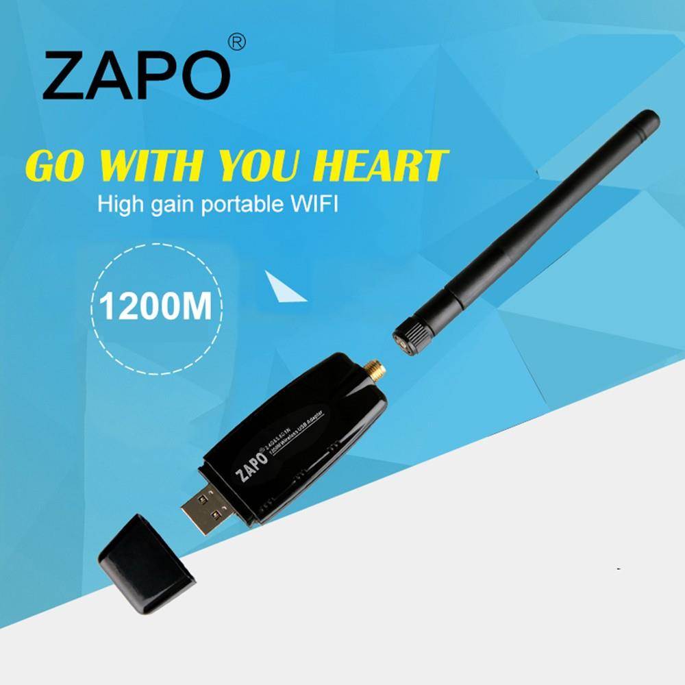 ZAPO W50 1200Mbps Wireless 2.4G 5.8G WiFi Adapter USB3.0 Wireless Network WiFi Adapter with Antenna for Laptop