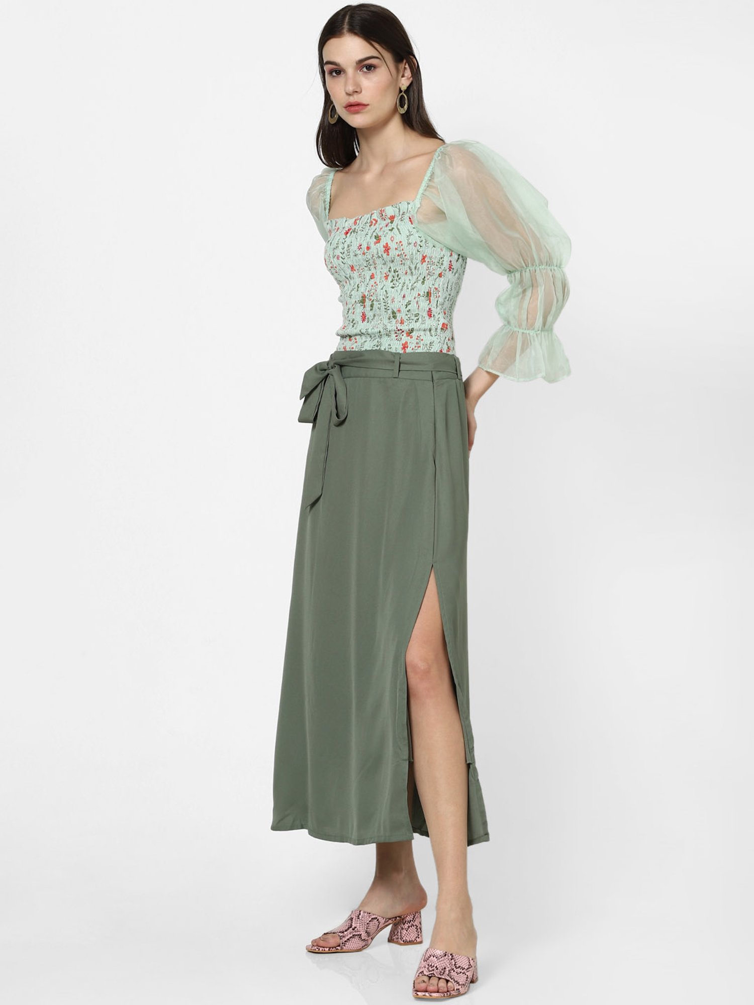 Forever 21 Khaki Below Knee Skirt