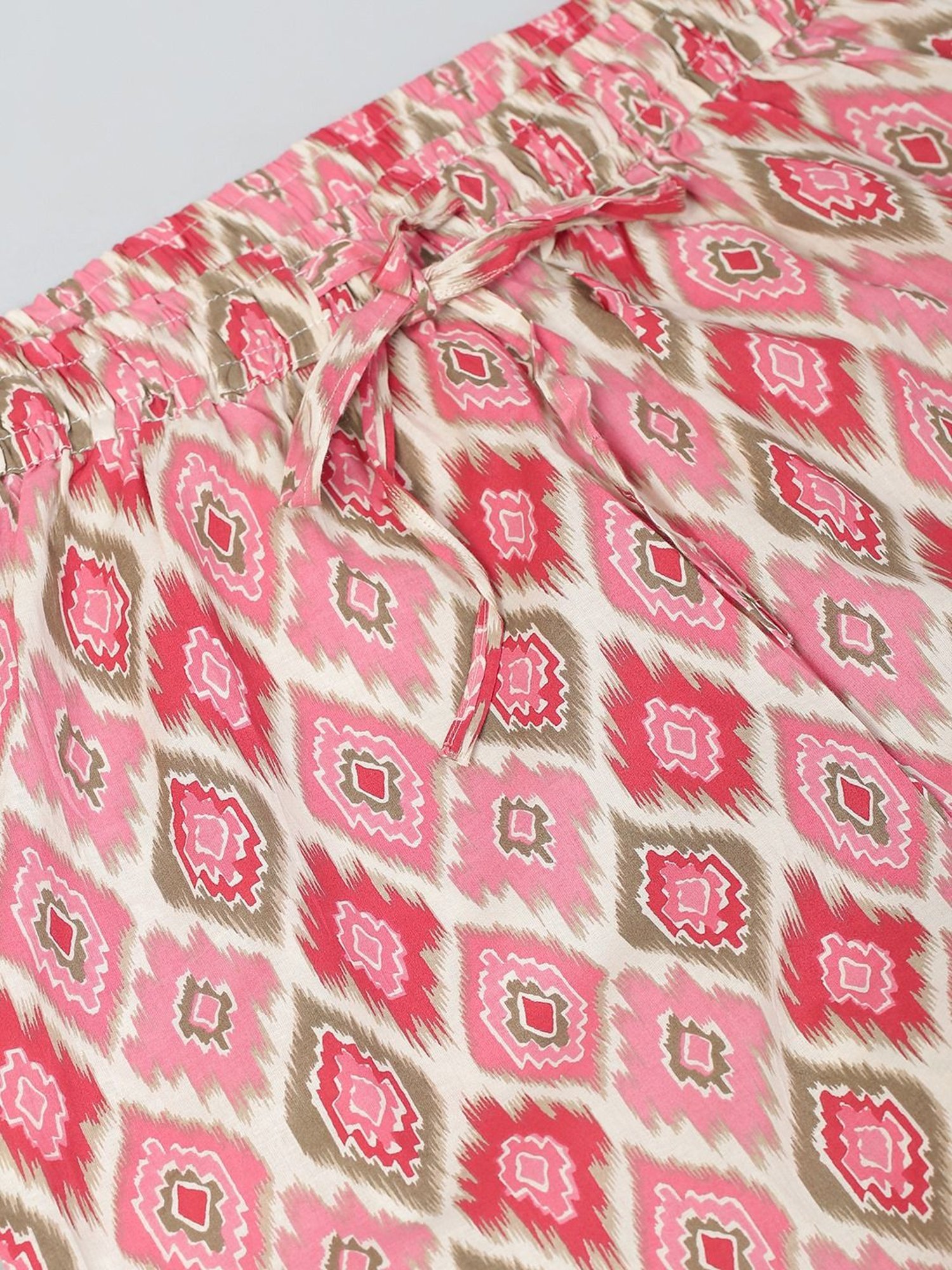 Sringam Peach Cotton Printed Palazzos