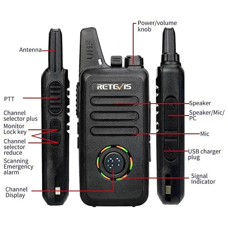 RT22S 2 Way Radios Walkie Talkies Long Range,Two Way Radios Rechargeable with Earpiece,Channel Display,Hands Free,for Healthcare,Retail,Restaurant,Automotive(10 Pack)