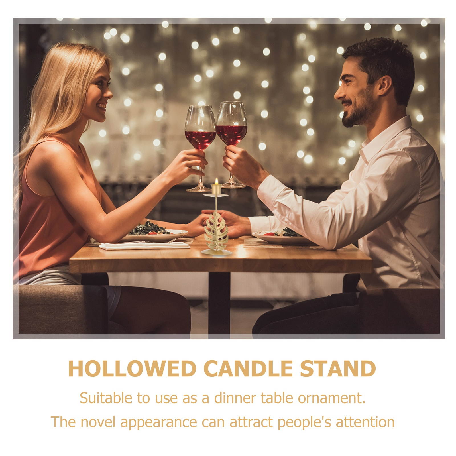 1Pc Hollowed Candle Stand Ironwork Candleholder Leaf Shaped Candleholder Romantic Candlestick for Decor Home