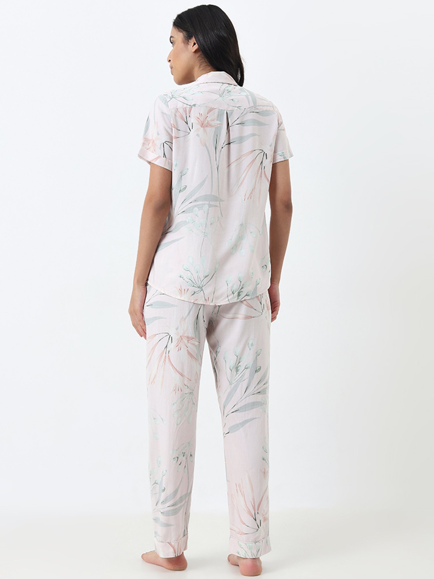 Wunderlove by Westside Light Pink Shirt with High-Rise Pyjamas Set