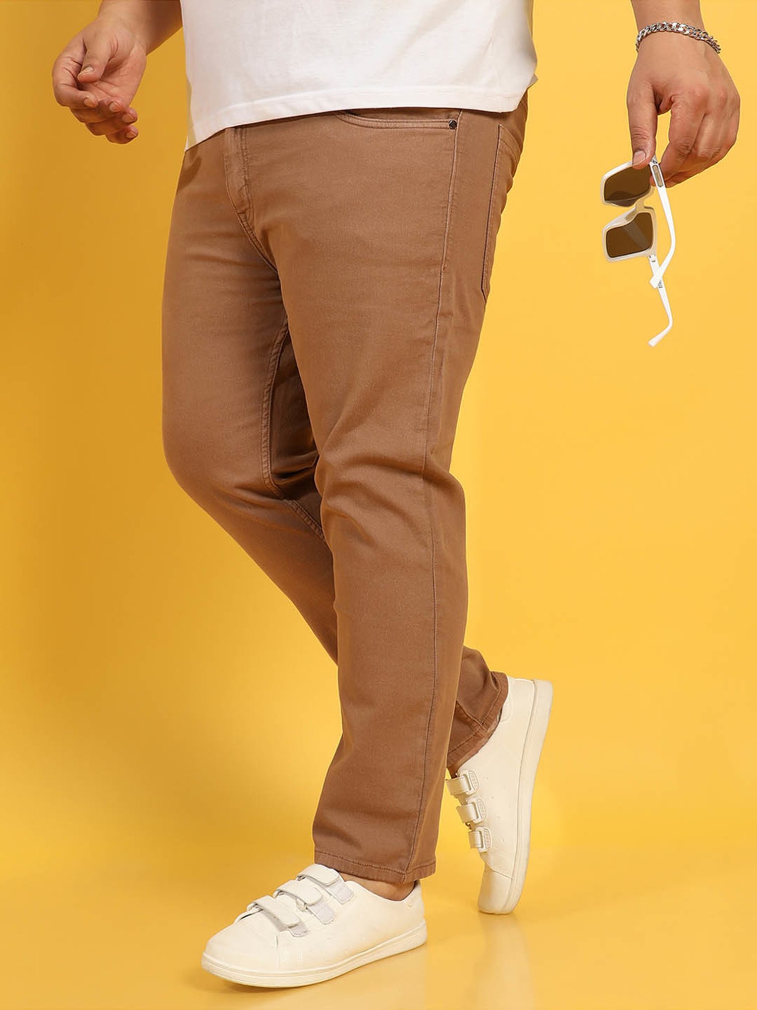 Instafab Plus Brown Regular fit Plus Size Jeans