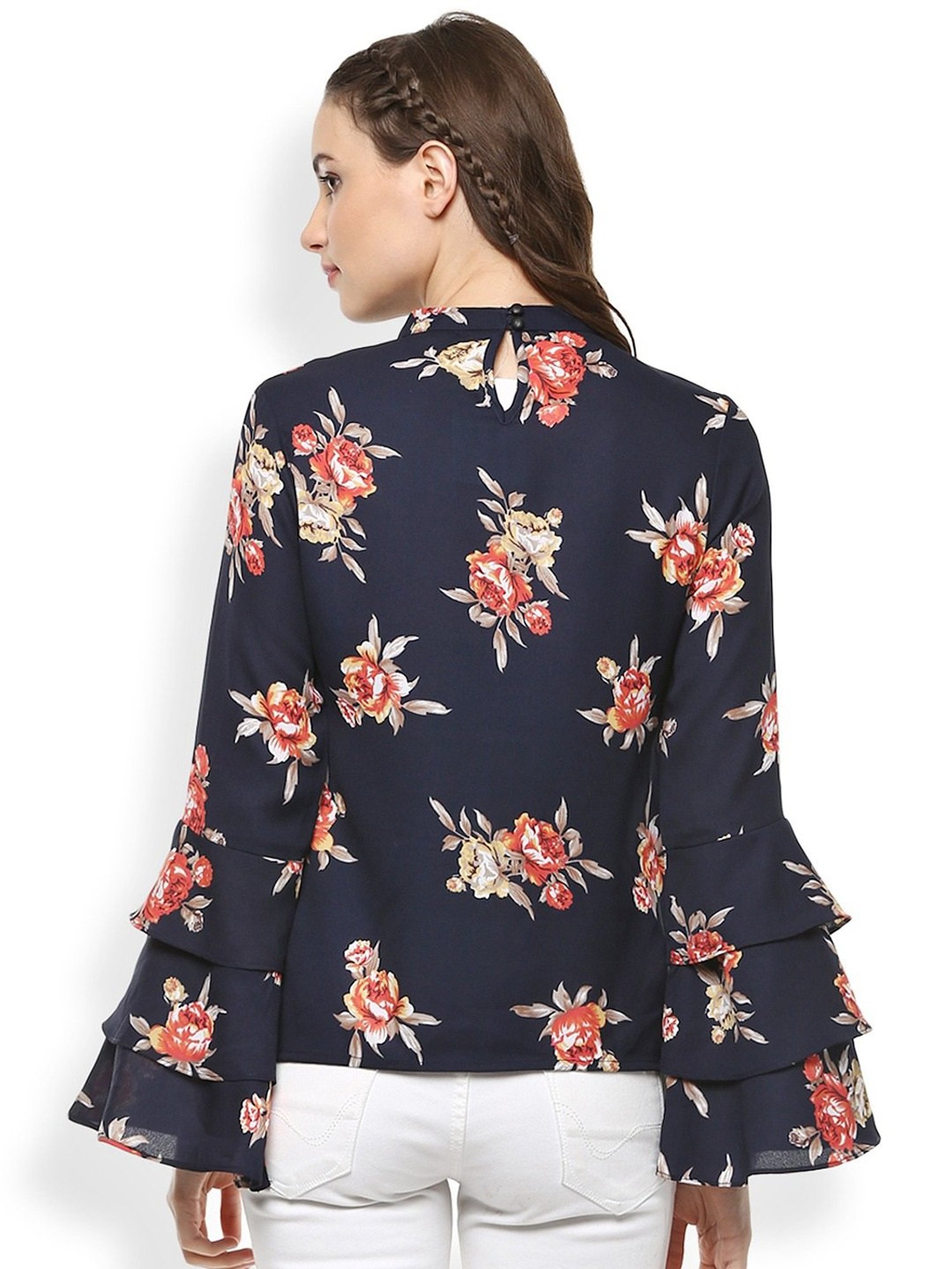 Rare Navy Floral Print Top