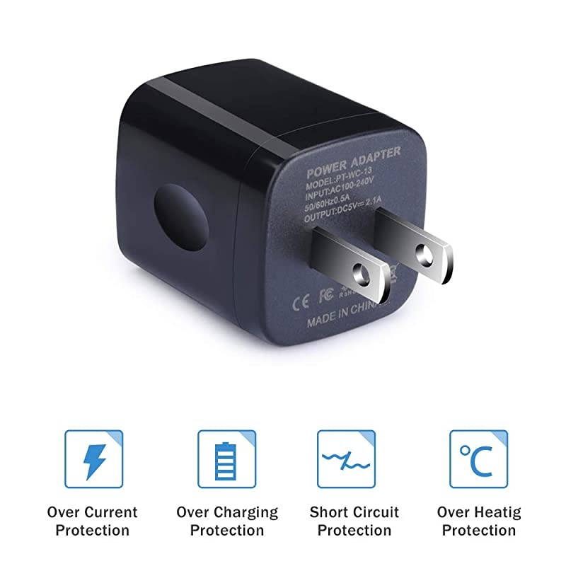 USB Wall Plug  21A Dual Port USB Power Block 5 Pack Portable Quick Charger Cubes Compatible iPhone 76 plus8x Samsung Galaxy S9S10eS9S8 PlusS6 LG G8G7V35V40 ThinQ Moto G7 plus