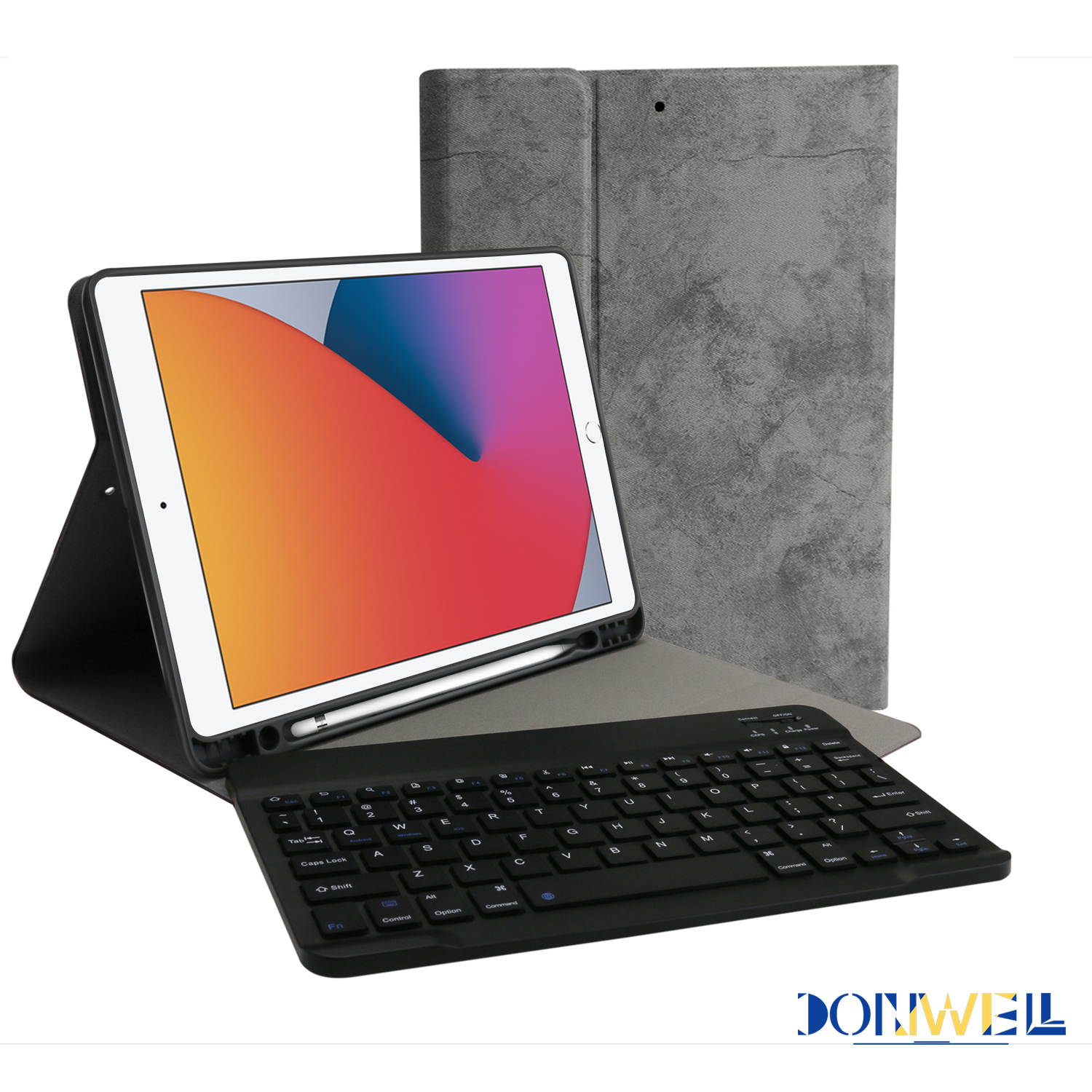 Donwell For Apple iPad 7th Gen/8th Gen 10.2 inch 2019/2020 Full-Body Protective Stand Tablet Leather Stand Case For Apple iPad 10.2" 2019, For Apple iPad 10.2" 2020 with Wireless Bluetooth Keyboard