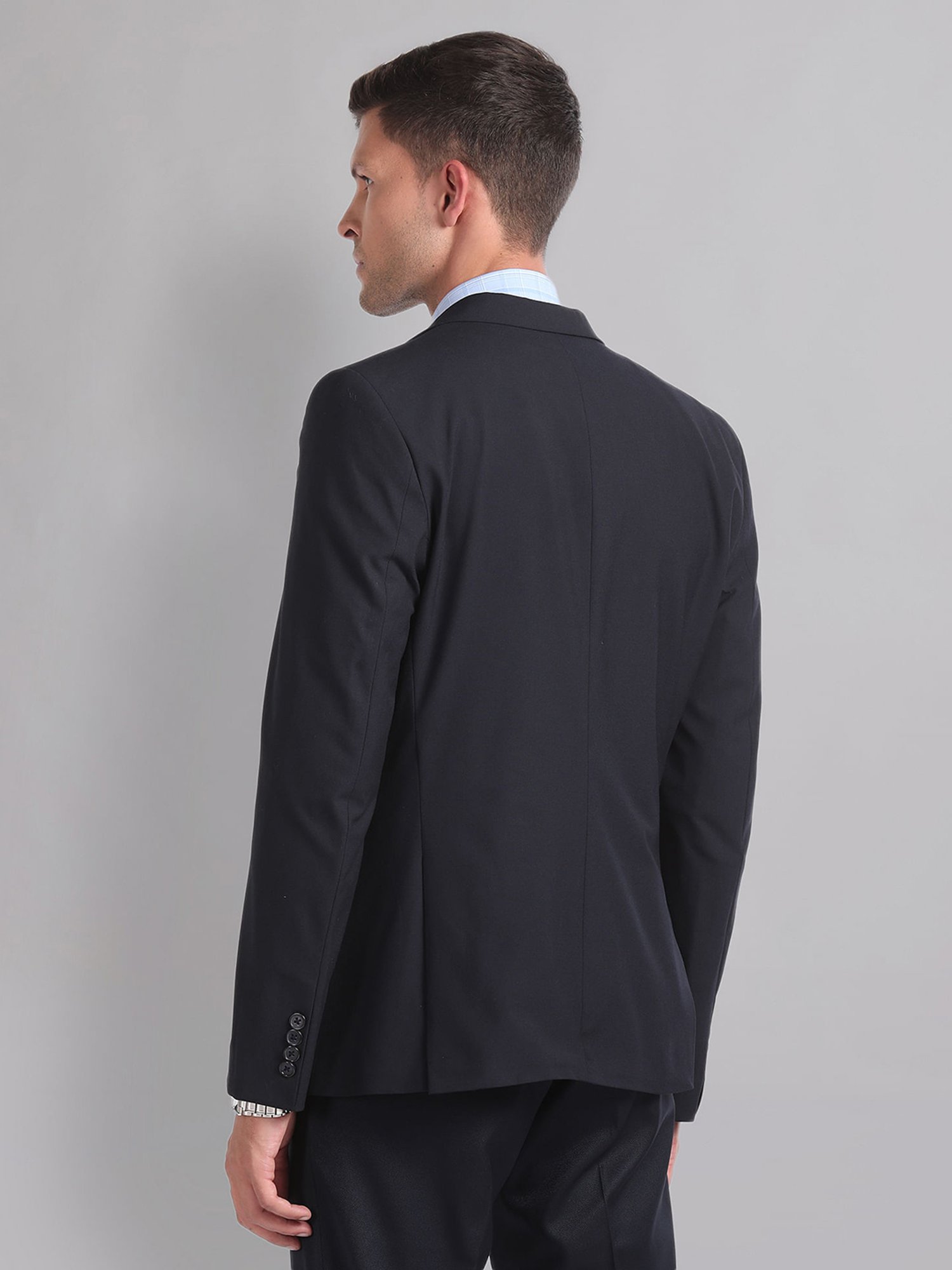 AD by Arvind Dark Navy Regular Fit Blazer