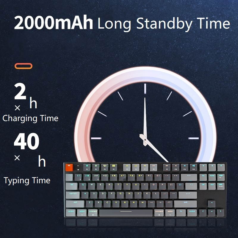 Keychron K1 87keys TKL Mechanical Keyboard, 5.1 Bluetooth and Wired Dual-mode Connectivity, Gateron Switch,  White Backlit