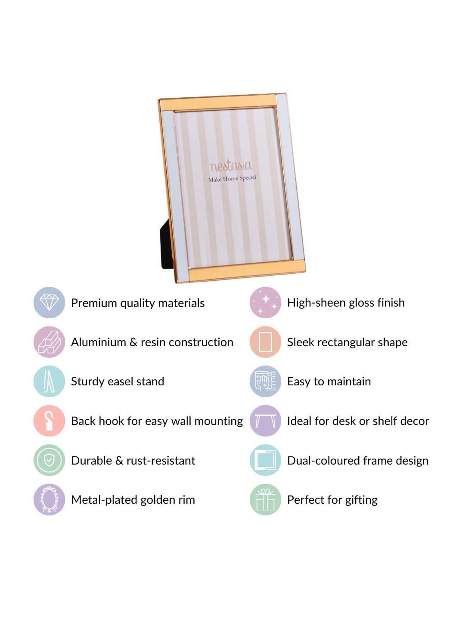 Nestasia Dual-Toned Yellow & Light Blue Border Photo Frame